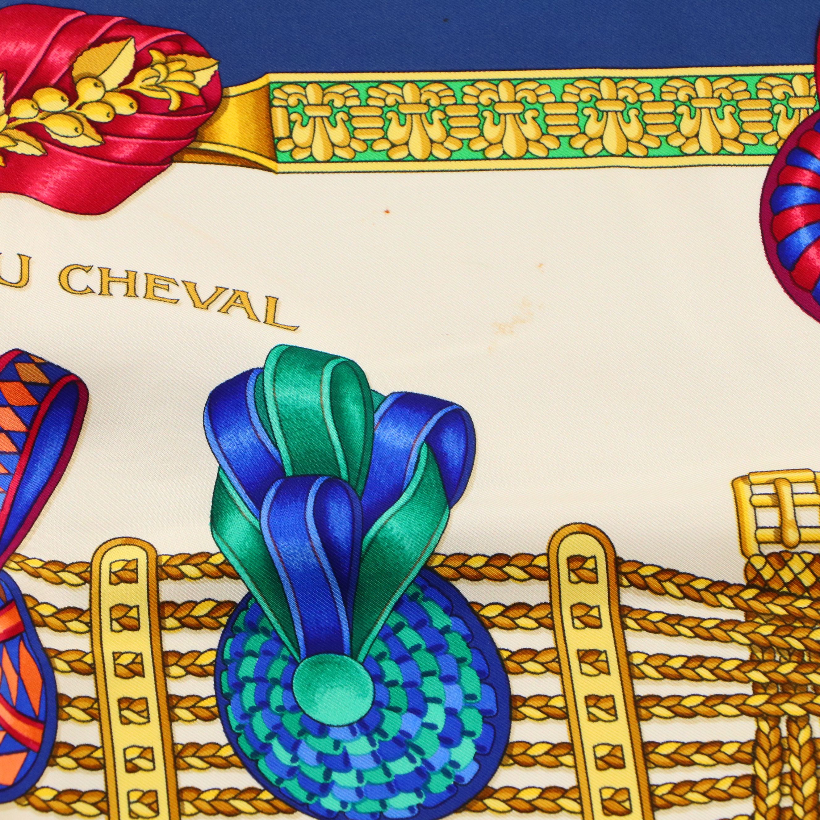 Hermès "Les Rubans du Cheval" Silk Twill Scarf 90 in Box