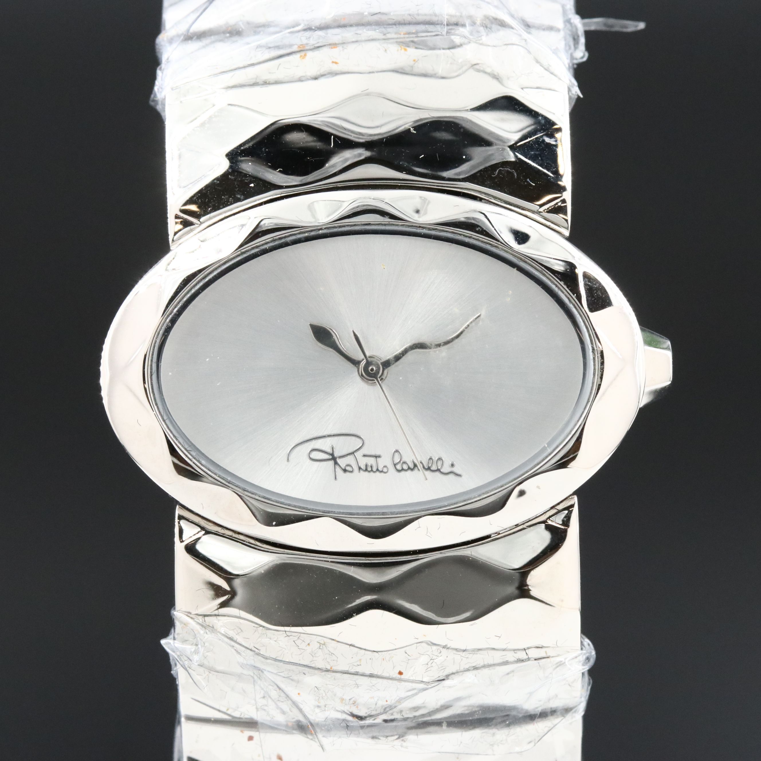 Roberto Cavalli Faceted Silver Tone Quartz Watch