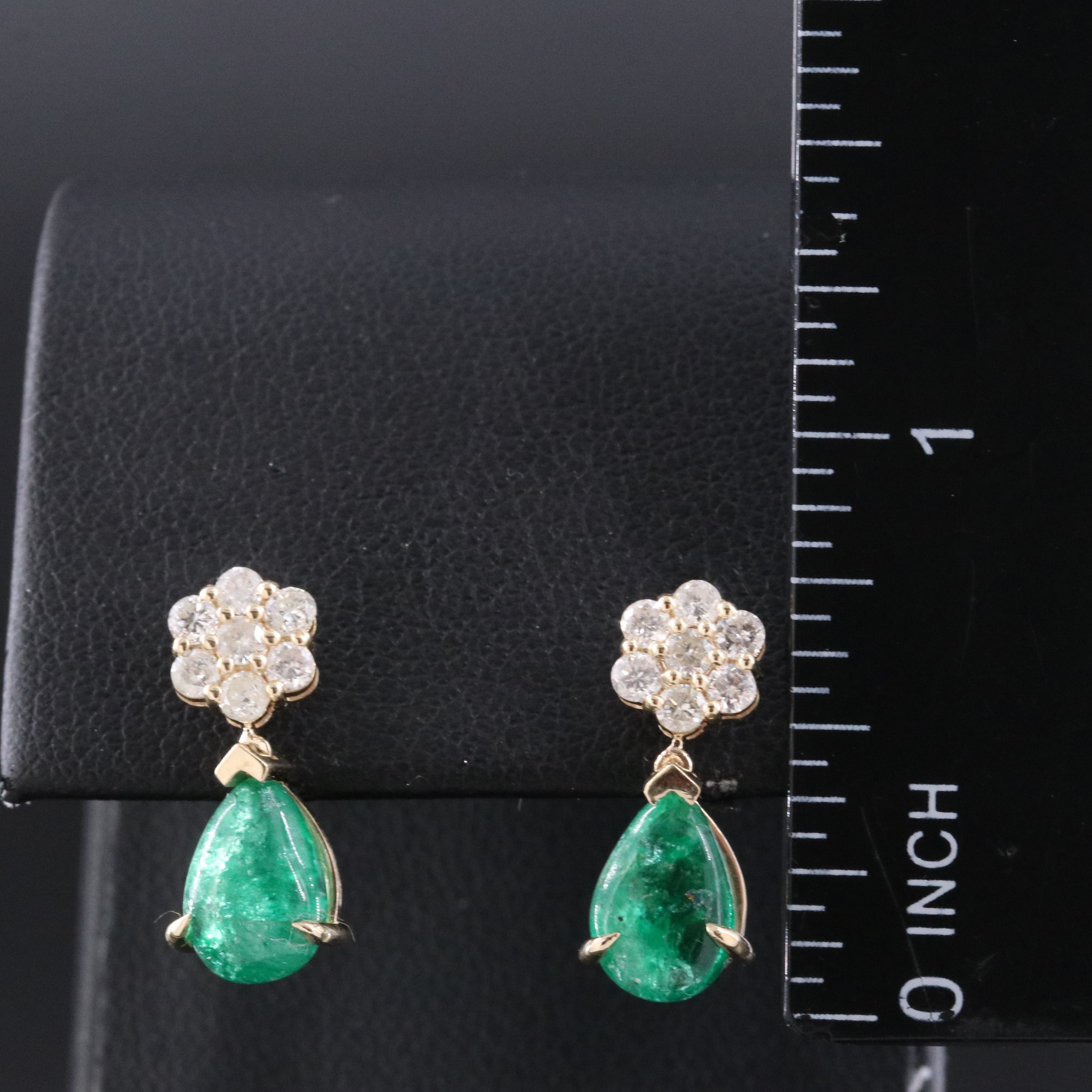 14K 3.31 CTW Emerald and Diamond Earrings