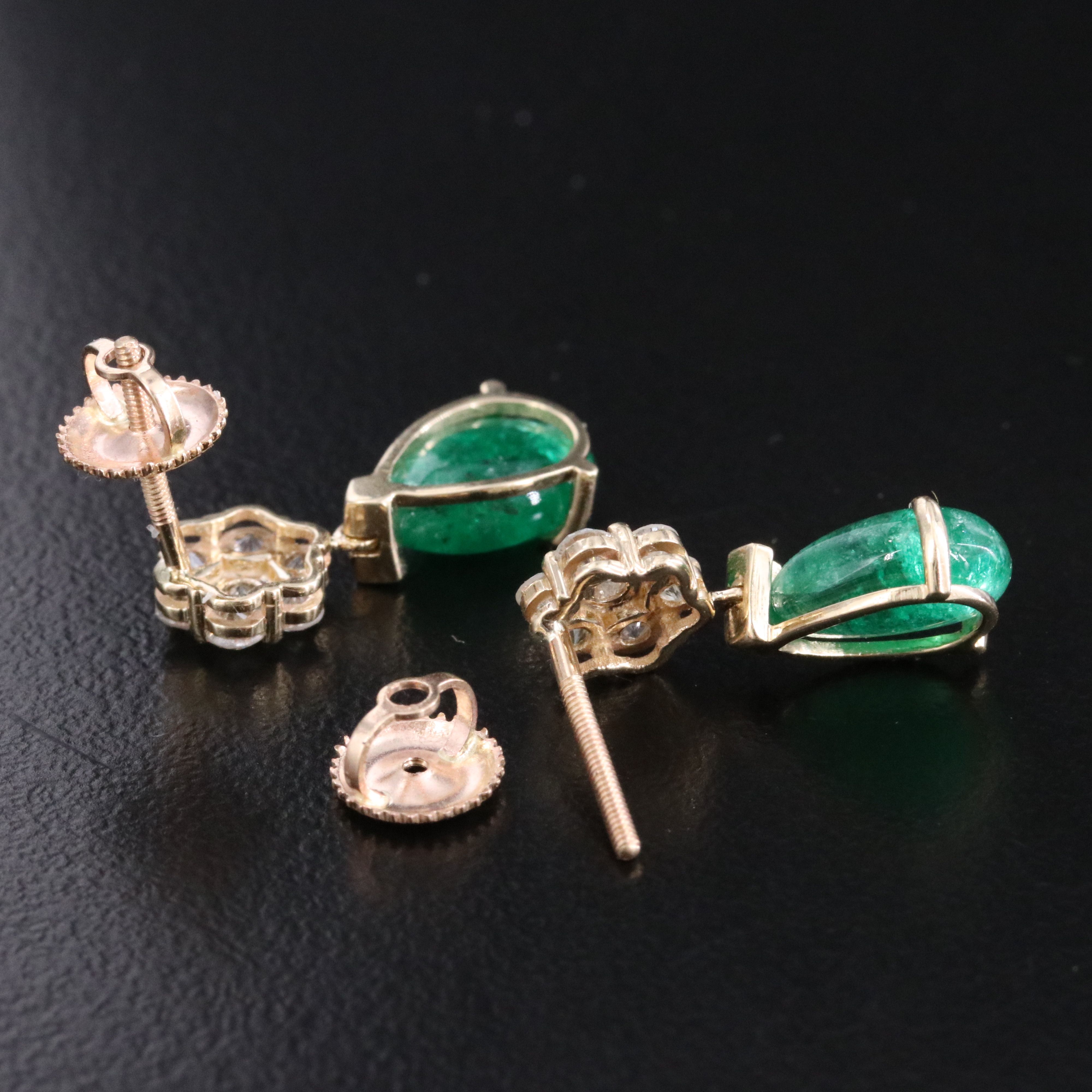 14K 3.31 CTW Emerald and Diamond Earrings