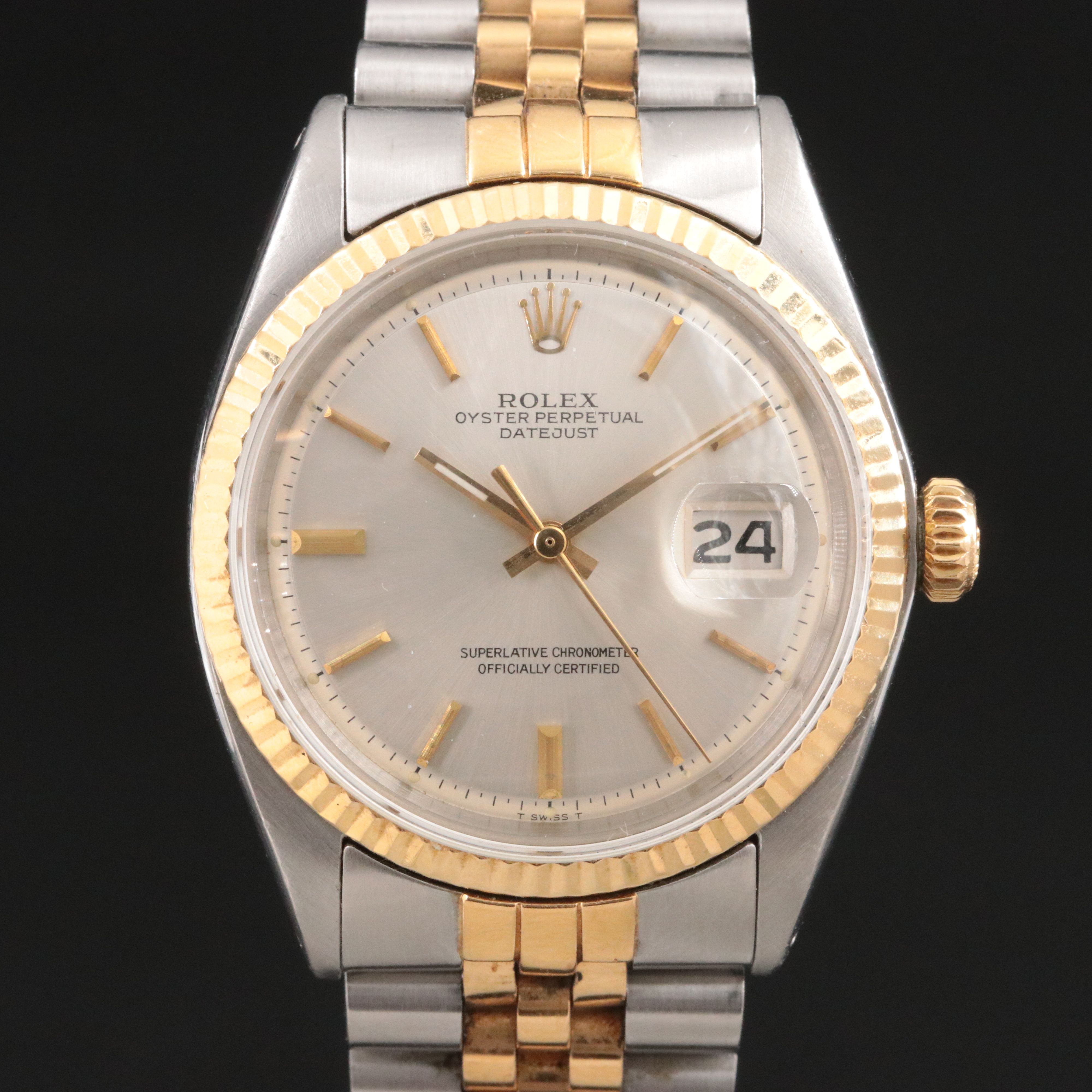 1971 Rolex Pie Pan Dial Datejust Ref. 1601 Custom Two Tone Jubilee Type Band