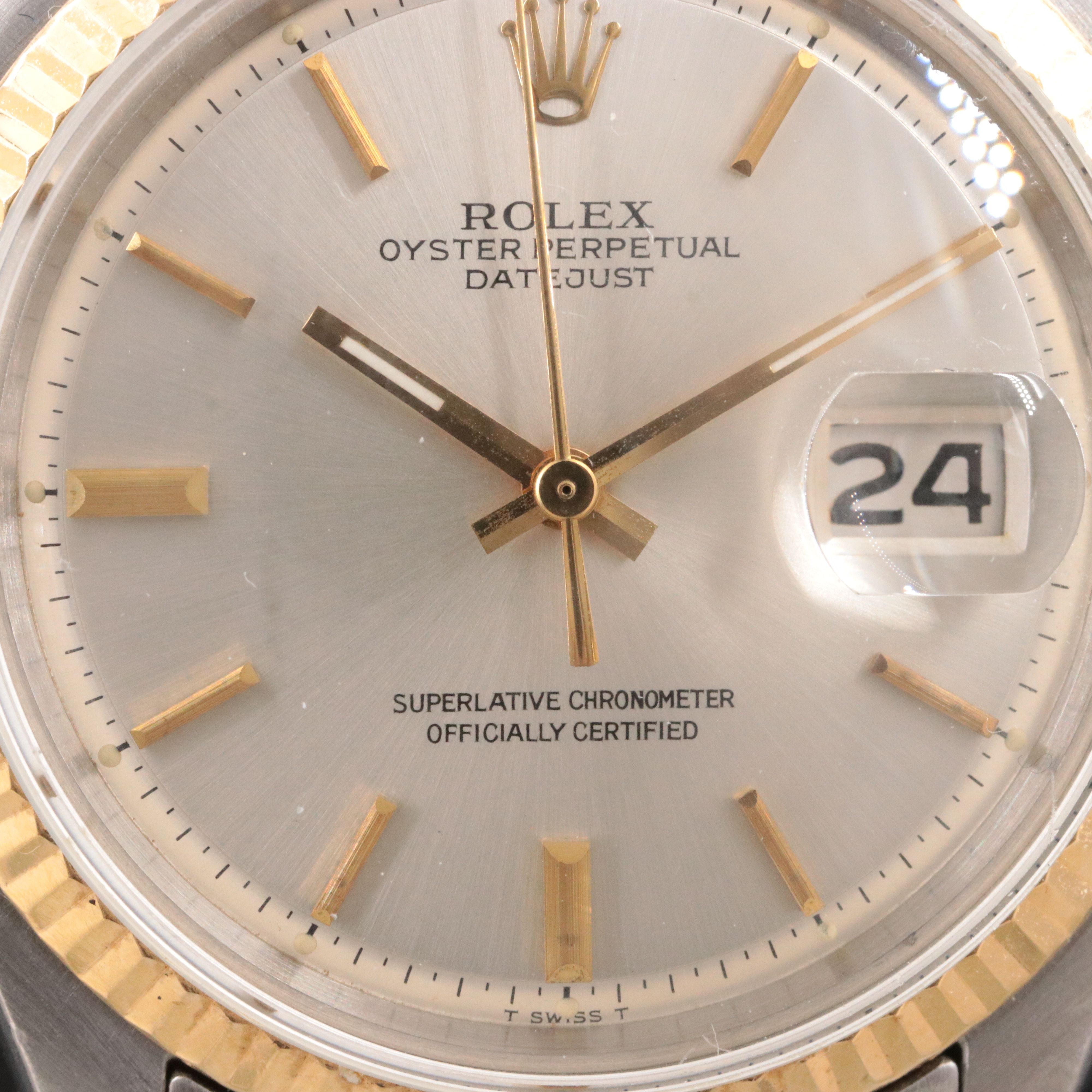1971 Rolex Pie Pan Dial Datejust Ref. 1601 Custom Two Tone Jubilee Type Band