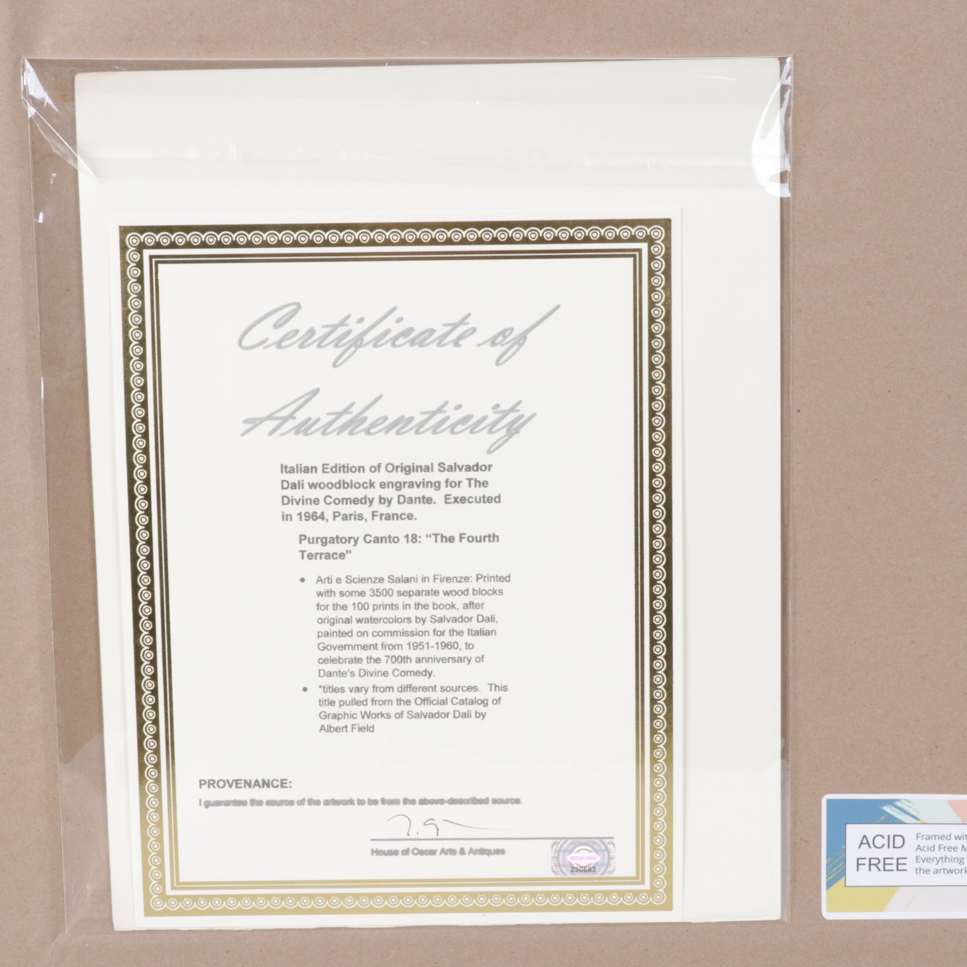 Salvador Dalí Italian Edition of Wood Engraving "Le centaure," 1964