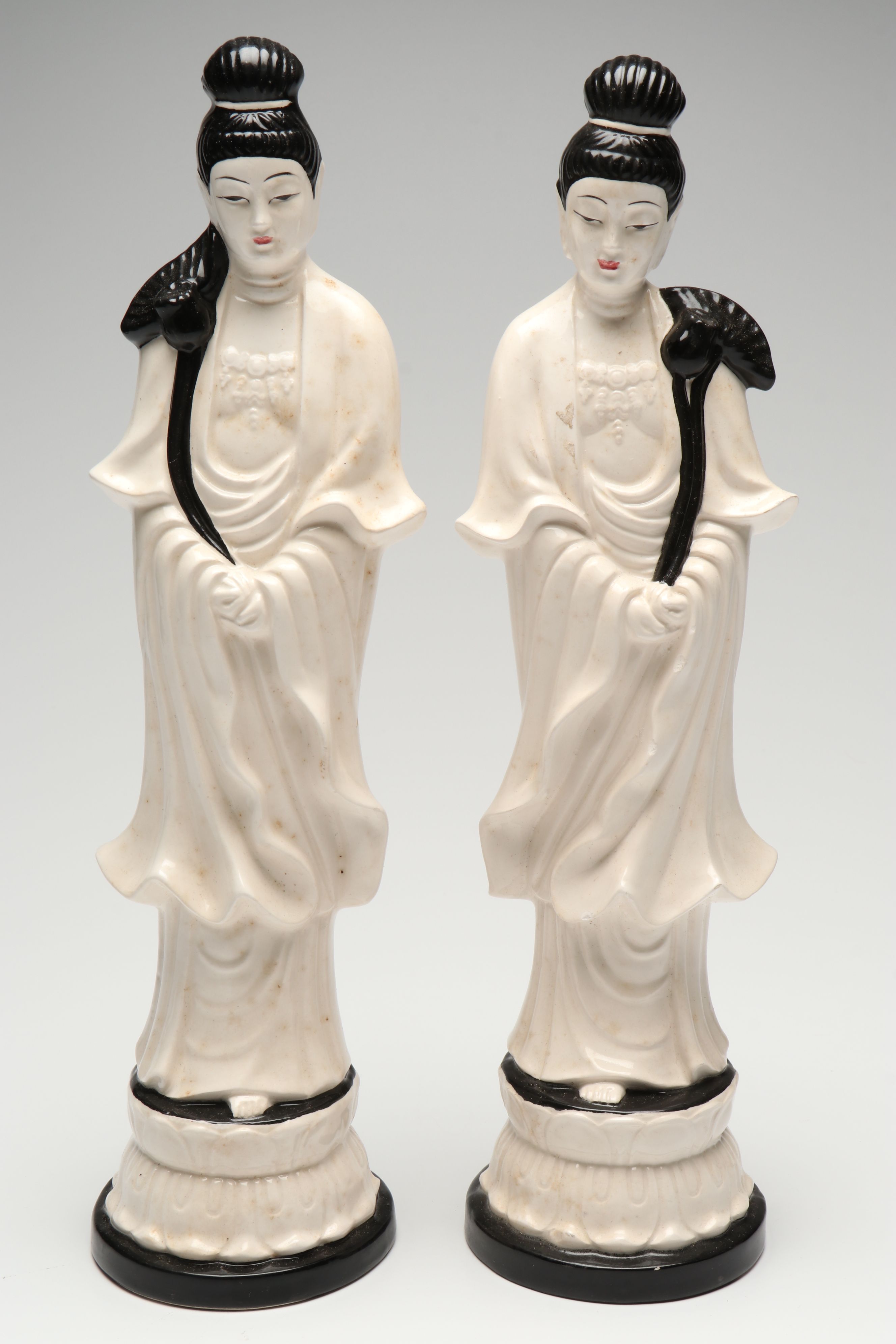 Royal Orleans Korean Guanyin Ceramic Figures, Mid to Late 20th C.