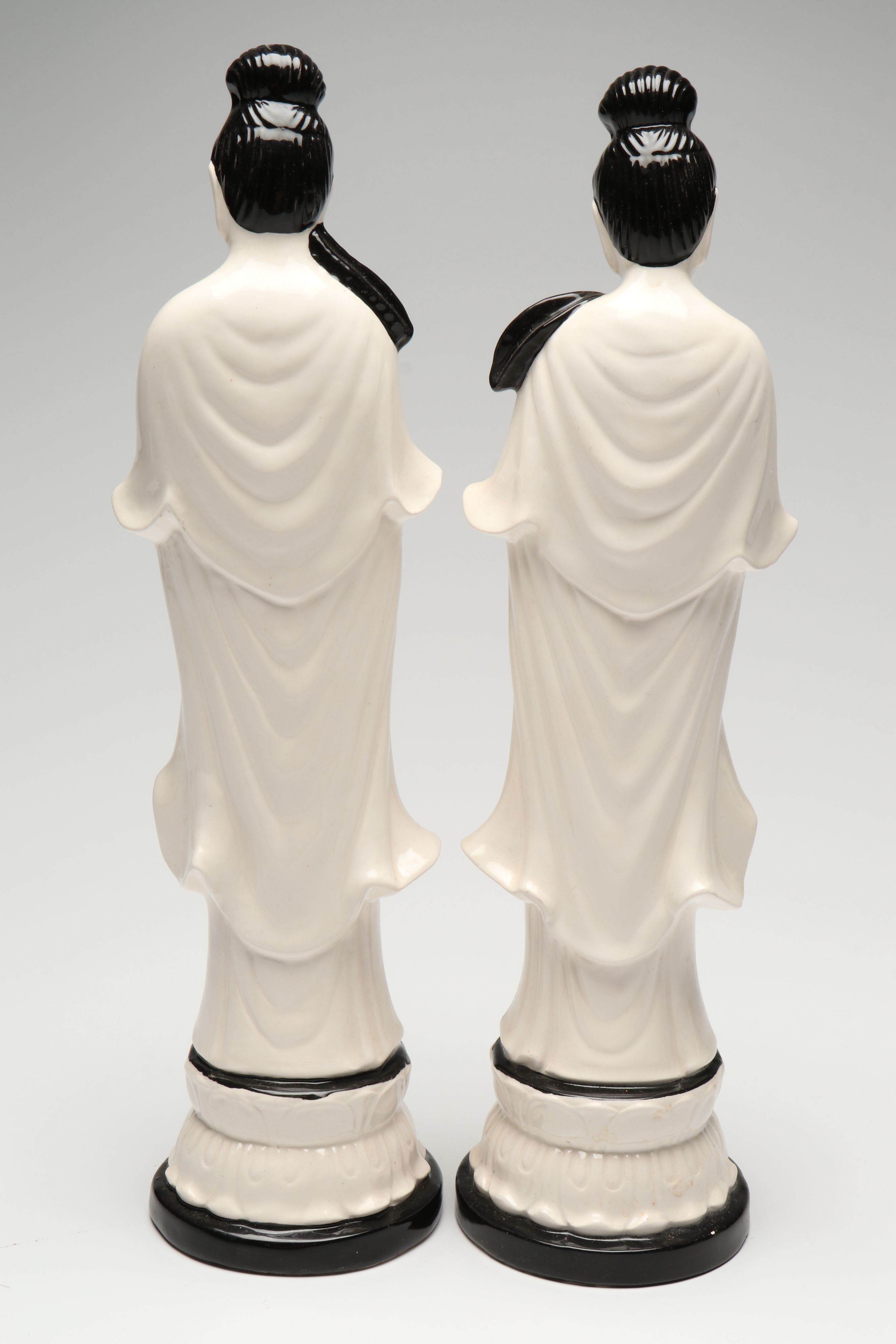 Royal Orleans Korean Guanyin Ceramic Figures, Mid to Late 20th C.