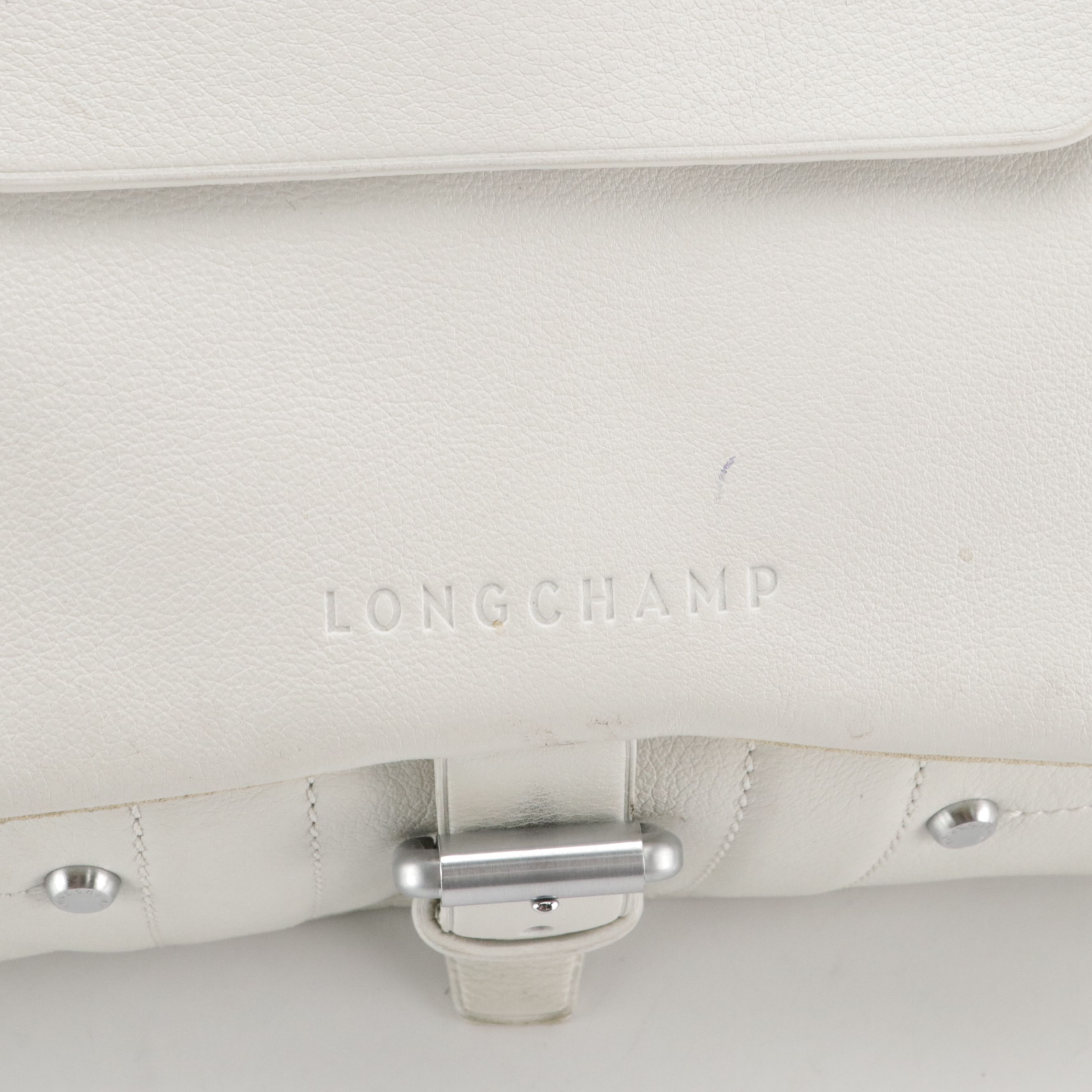 Longchamp Balzane White Grain Leather Tote Bag