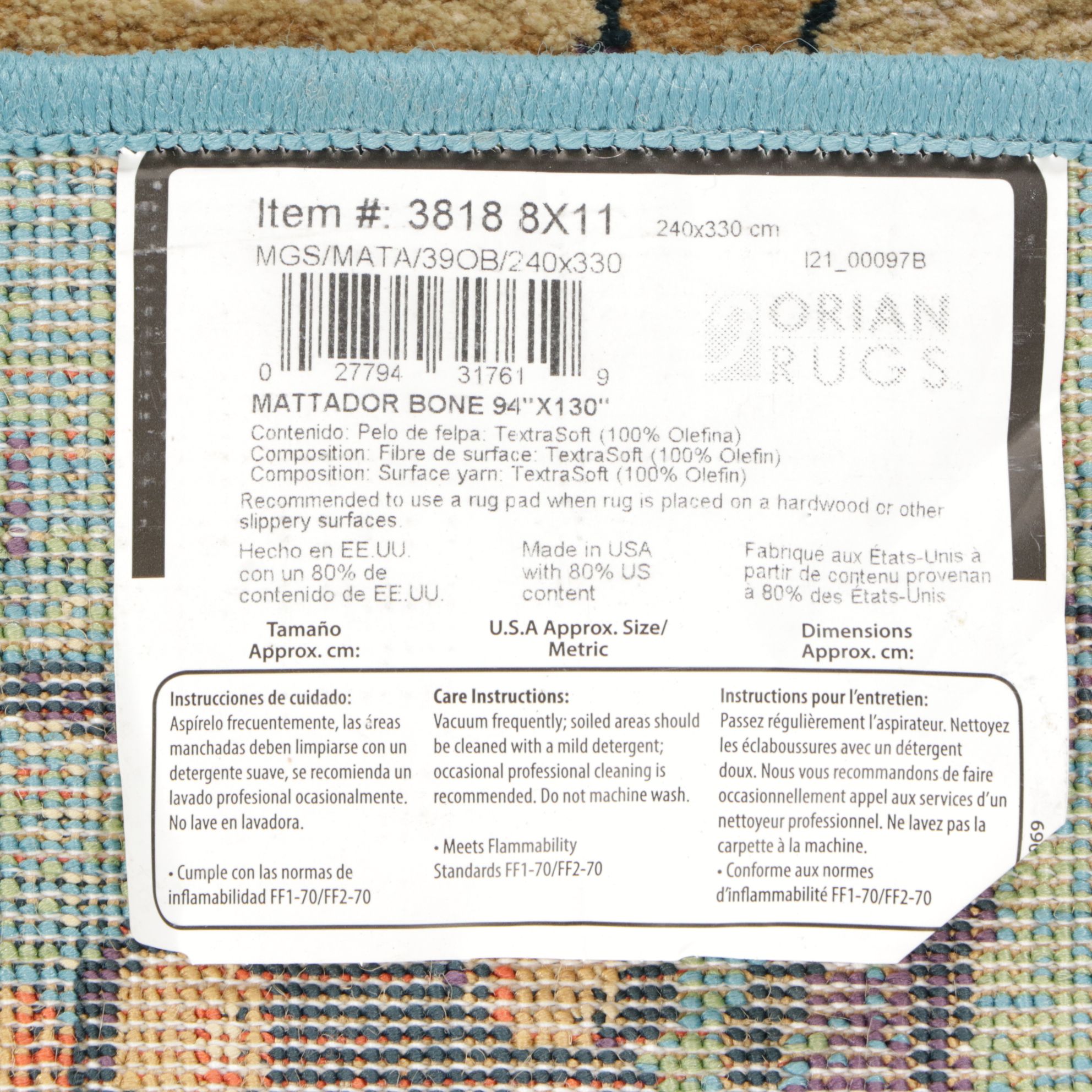 7'11 x 10'10 Machine Made Orian Rugs "Mattador Bone" Area Rug