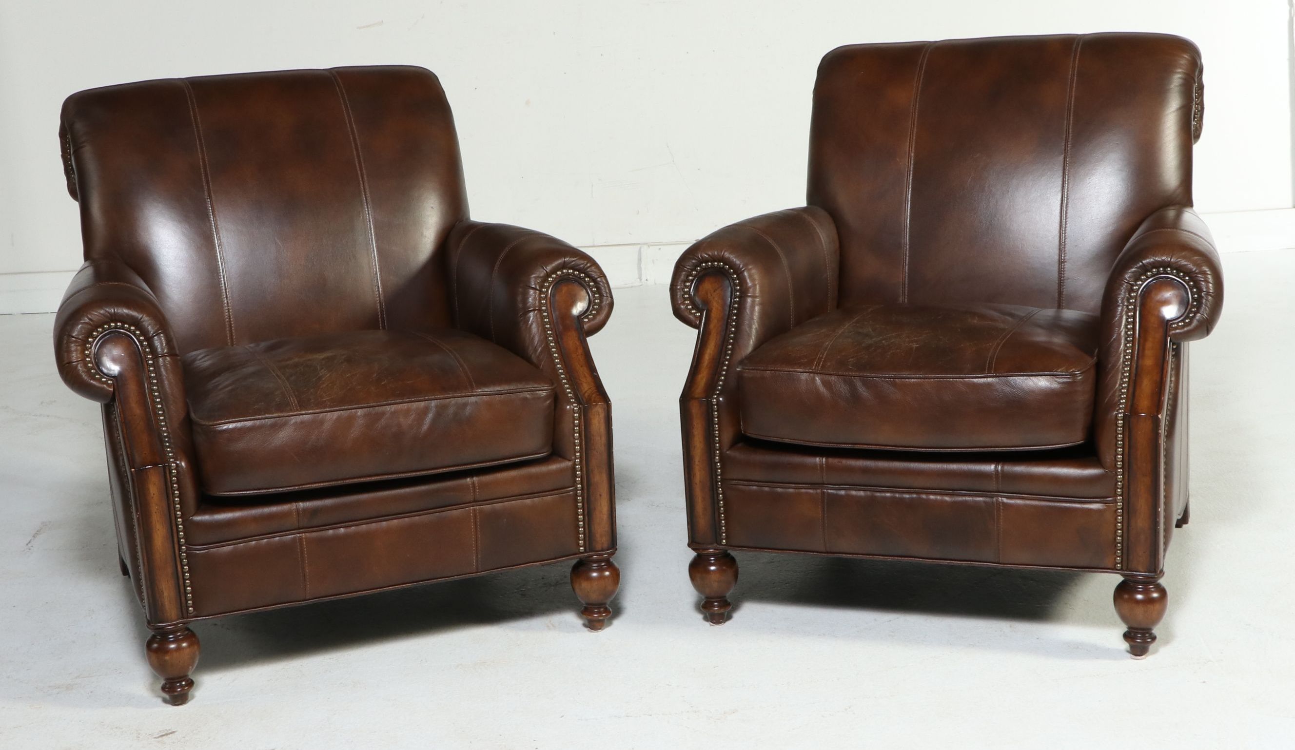 Pair of Lexington Palmer Home English Style Leather Club Chairs