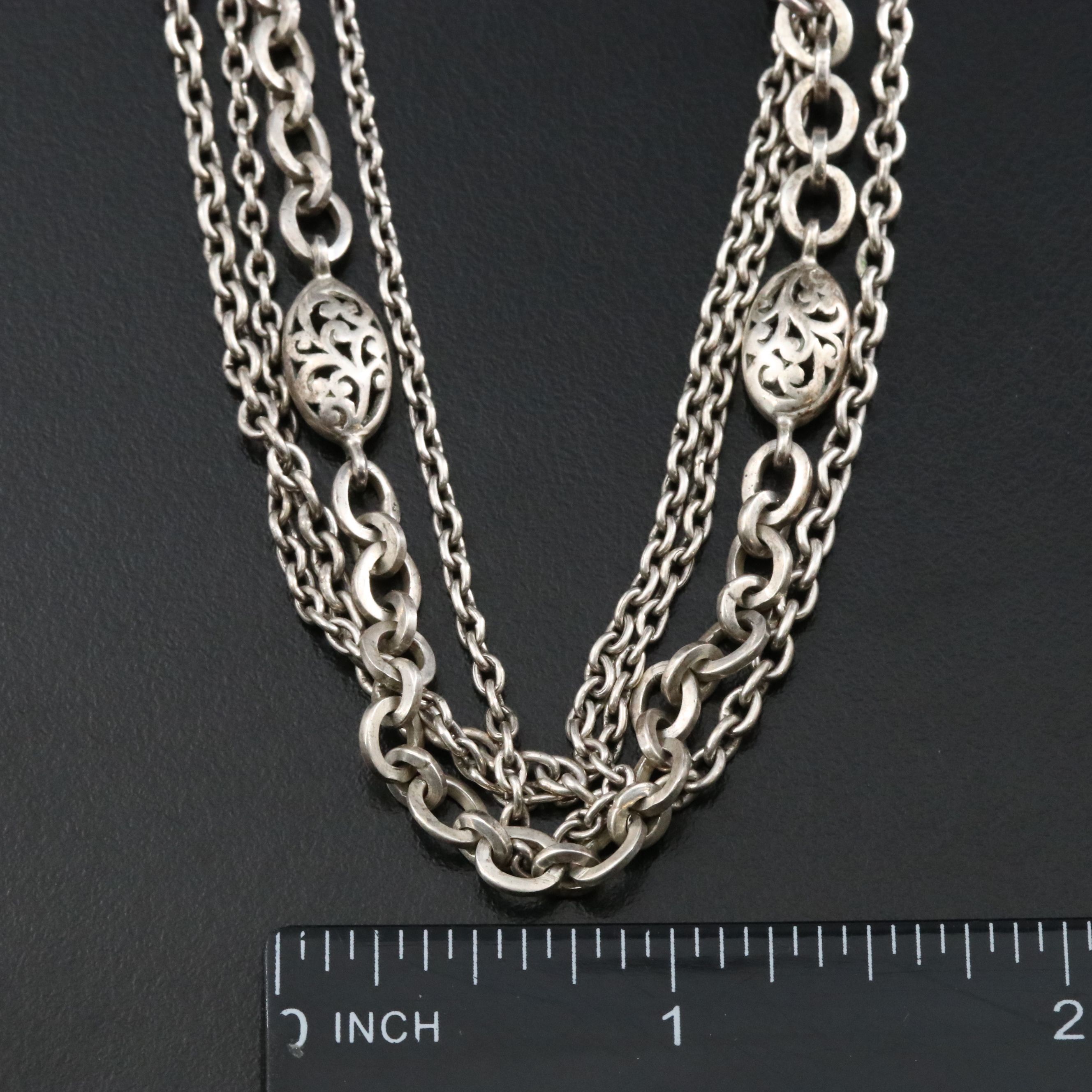 Lois Hill Sterling Tiered Necklace with Scroll Accents