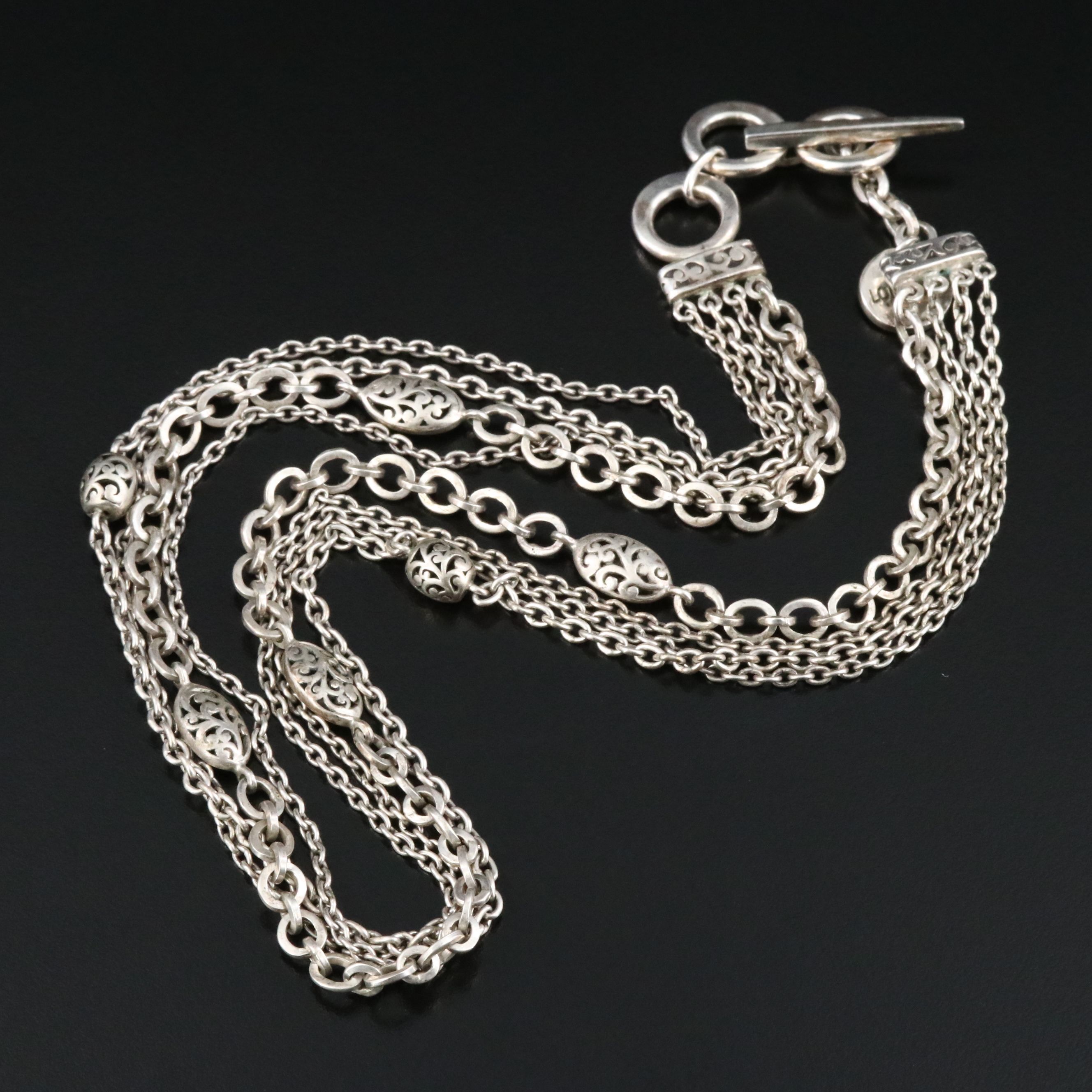 Lois Hill Sterling Tiered Necklace with Scroll Accents