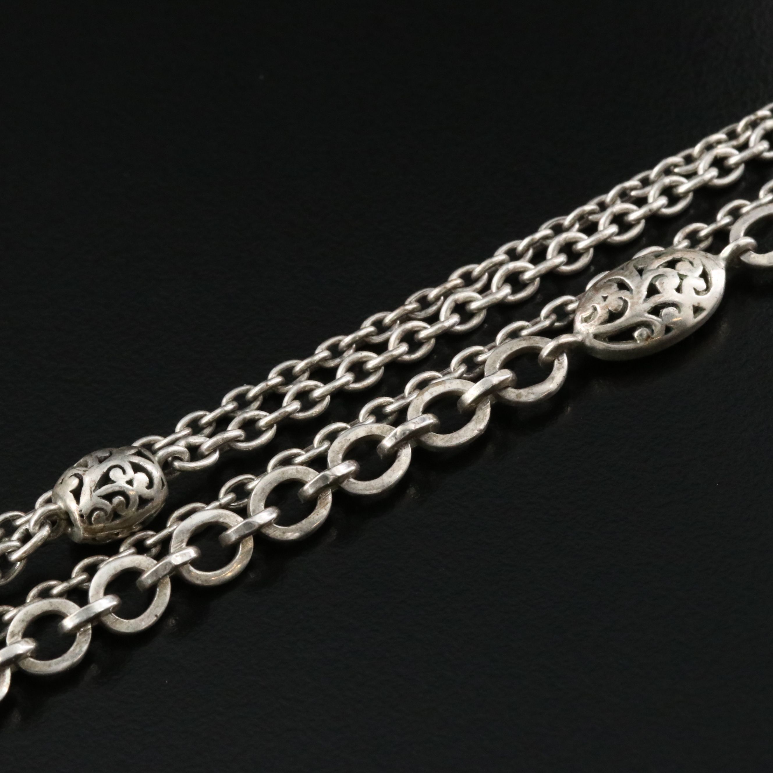 Lois Hill Sterling Tiered Necklace with Scroll Accents