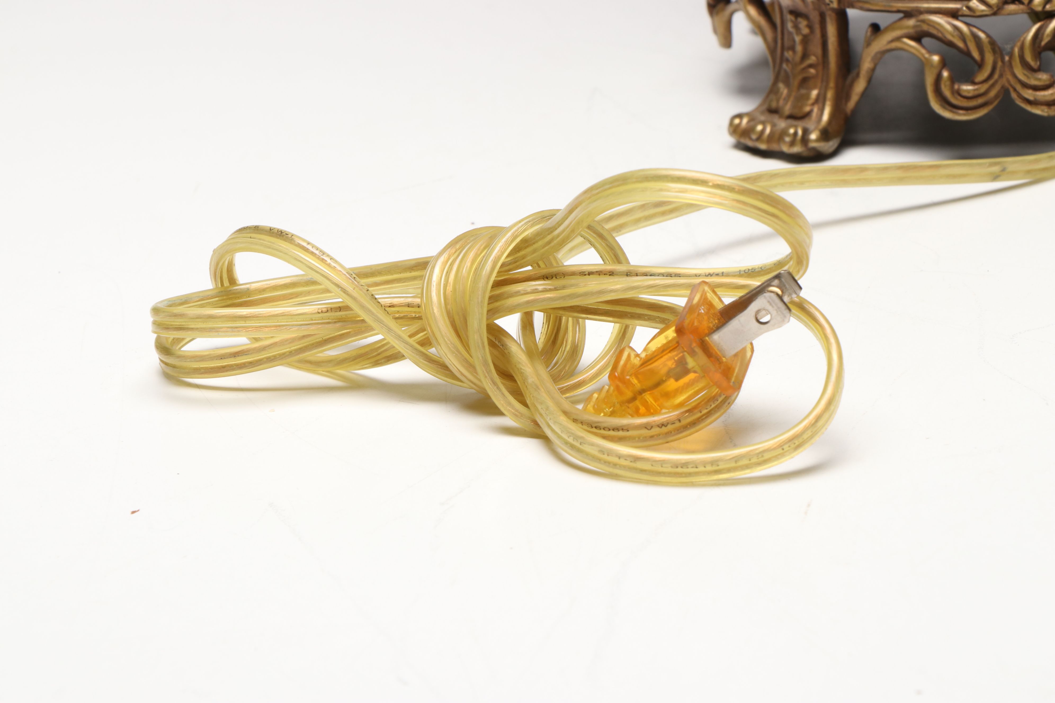 Chinoiserie Painted Ceramic and Brass Finish Table Lamp