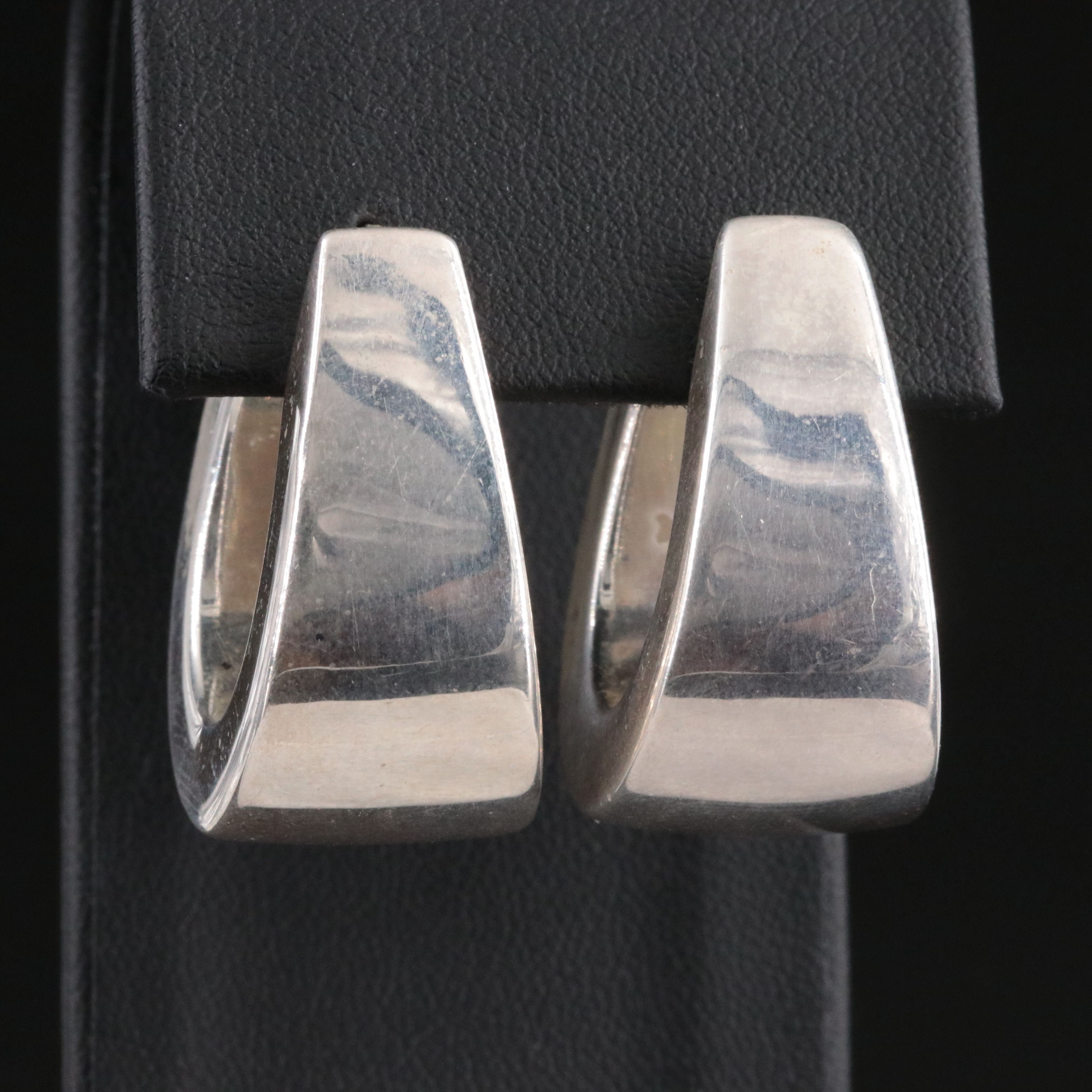 Sterling Electroformed Tapered Hoop Earrings