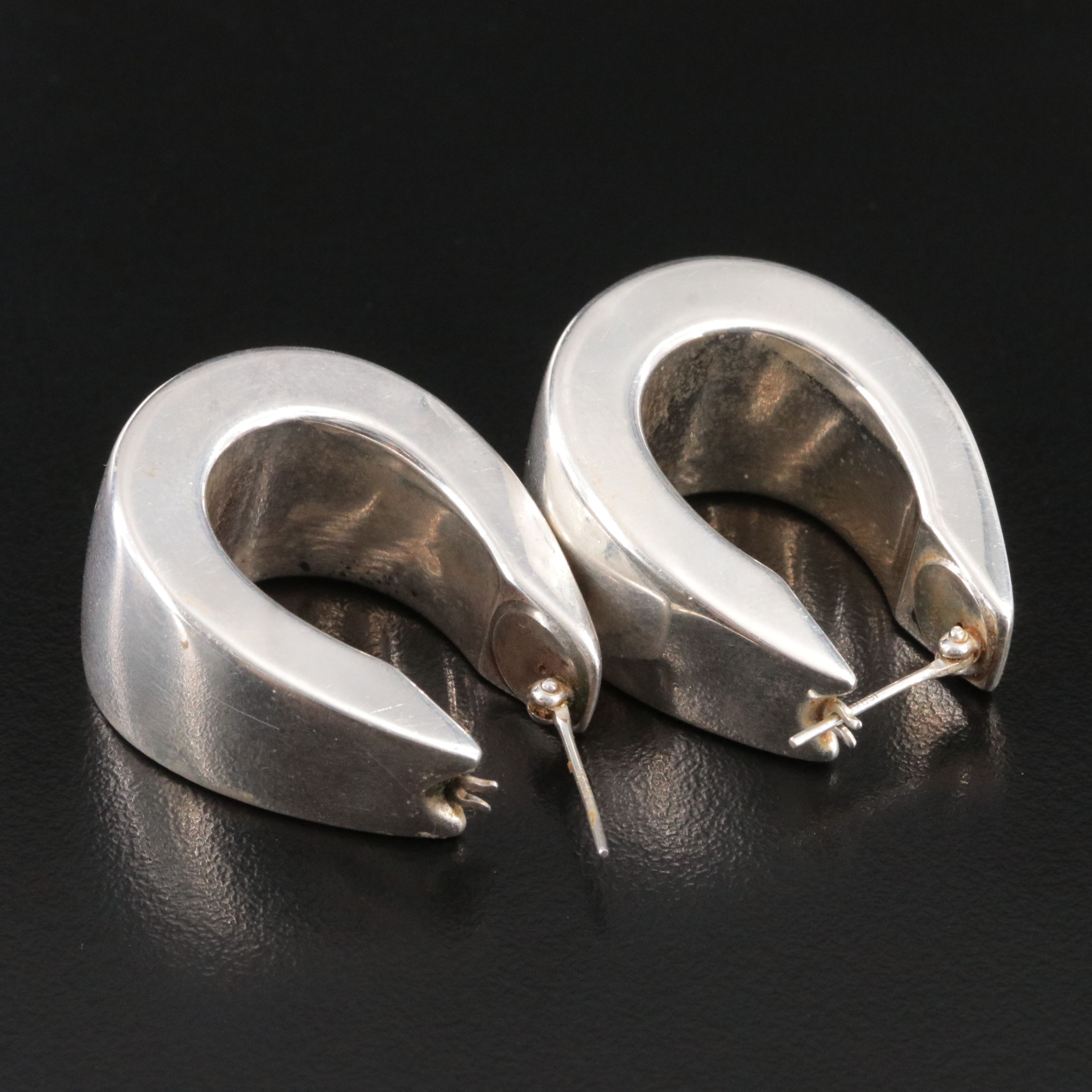 Sterling Electroformed Tapered Hoop Earrings