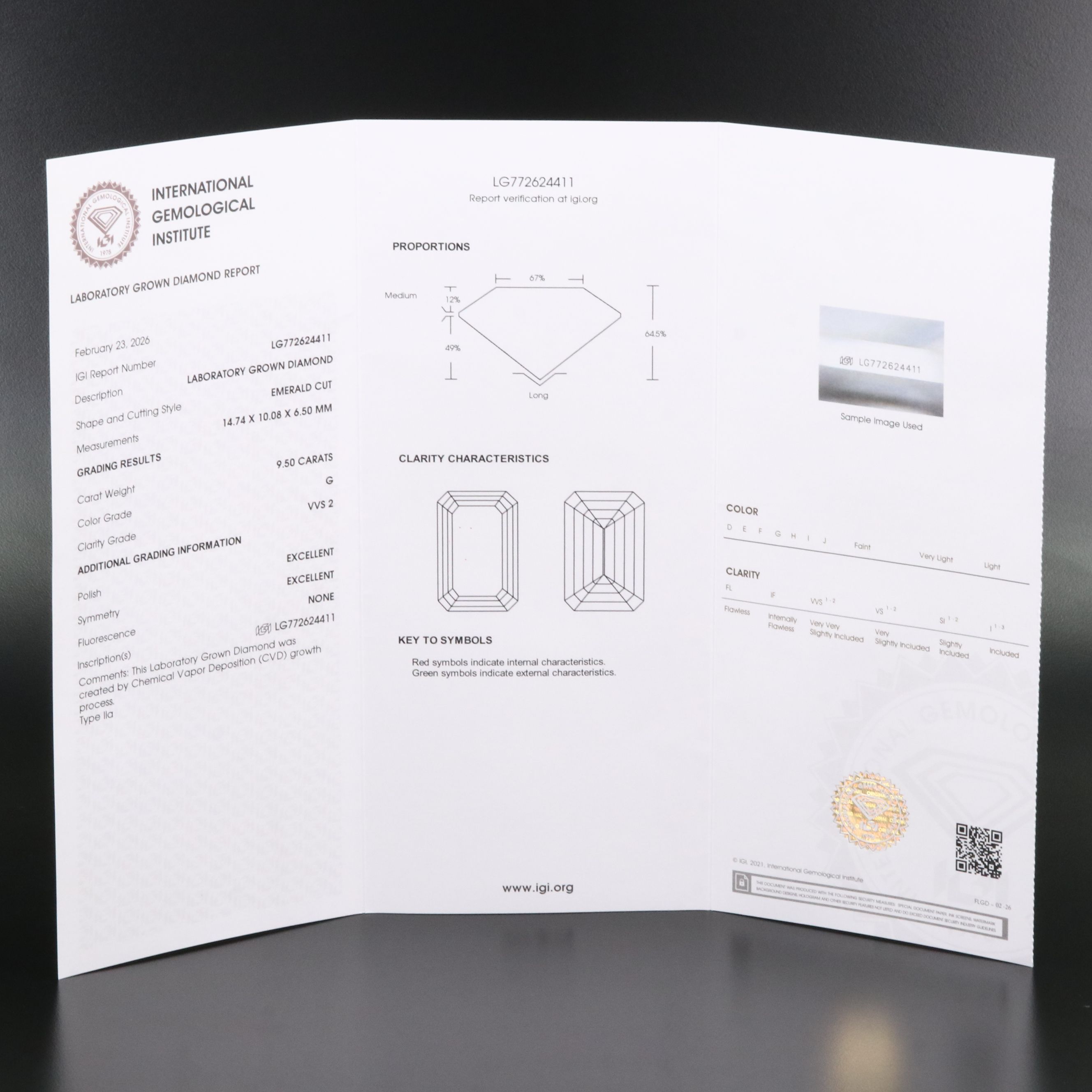 Loose 9.50 CT Lab Grown Diamond with IGI Report