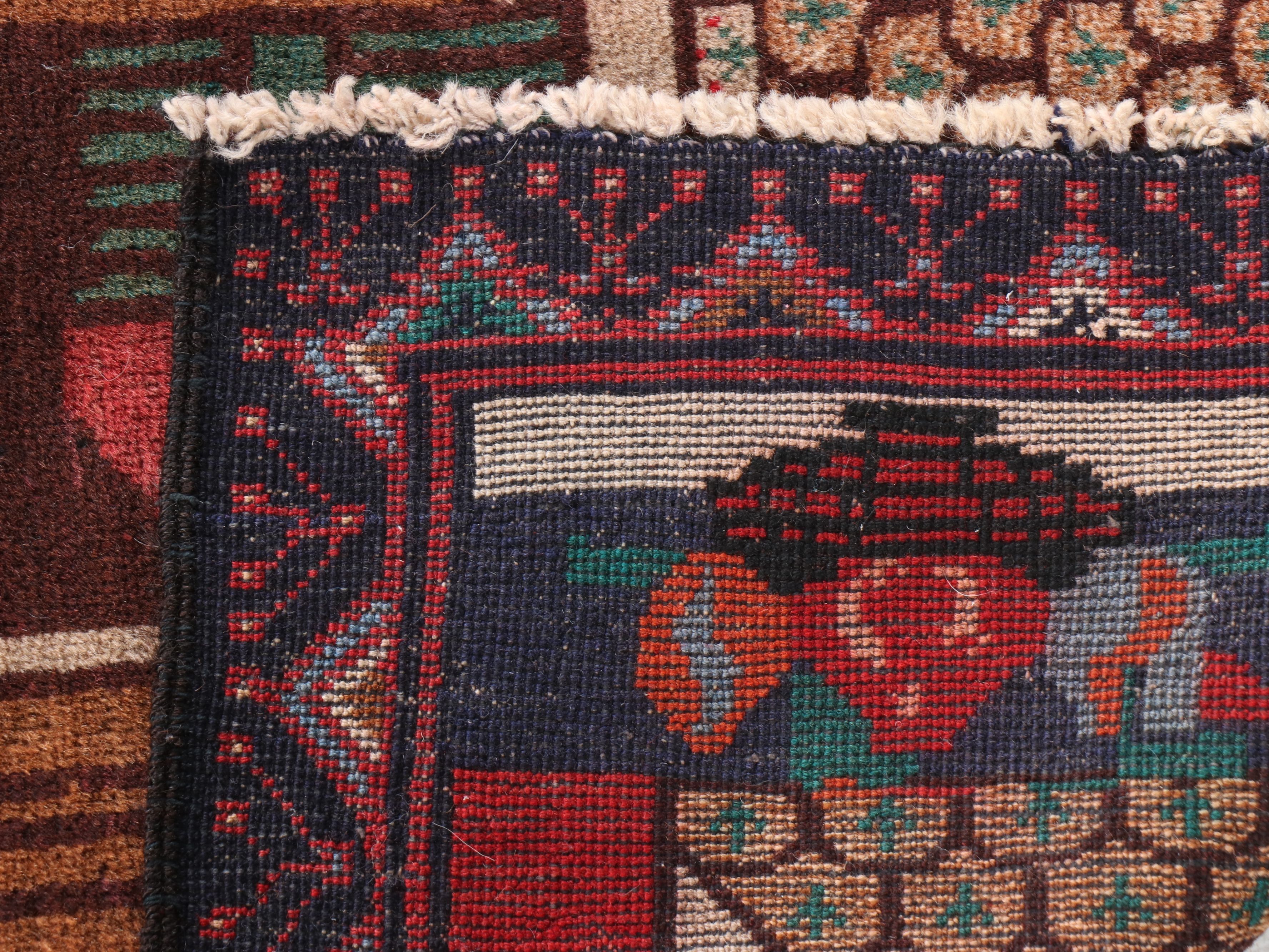 2'11 x 4'7 Hand-Knotted Afghan Pictorial Monument Rug