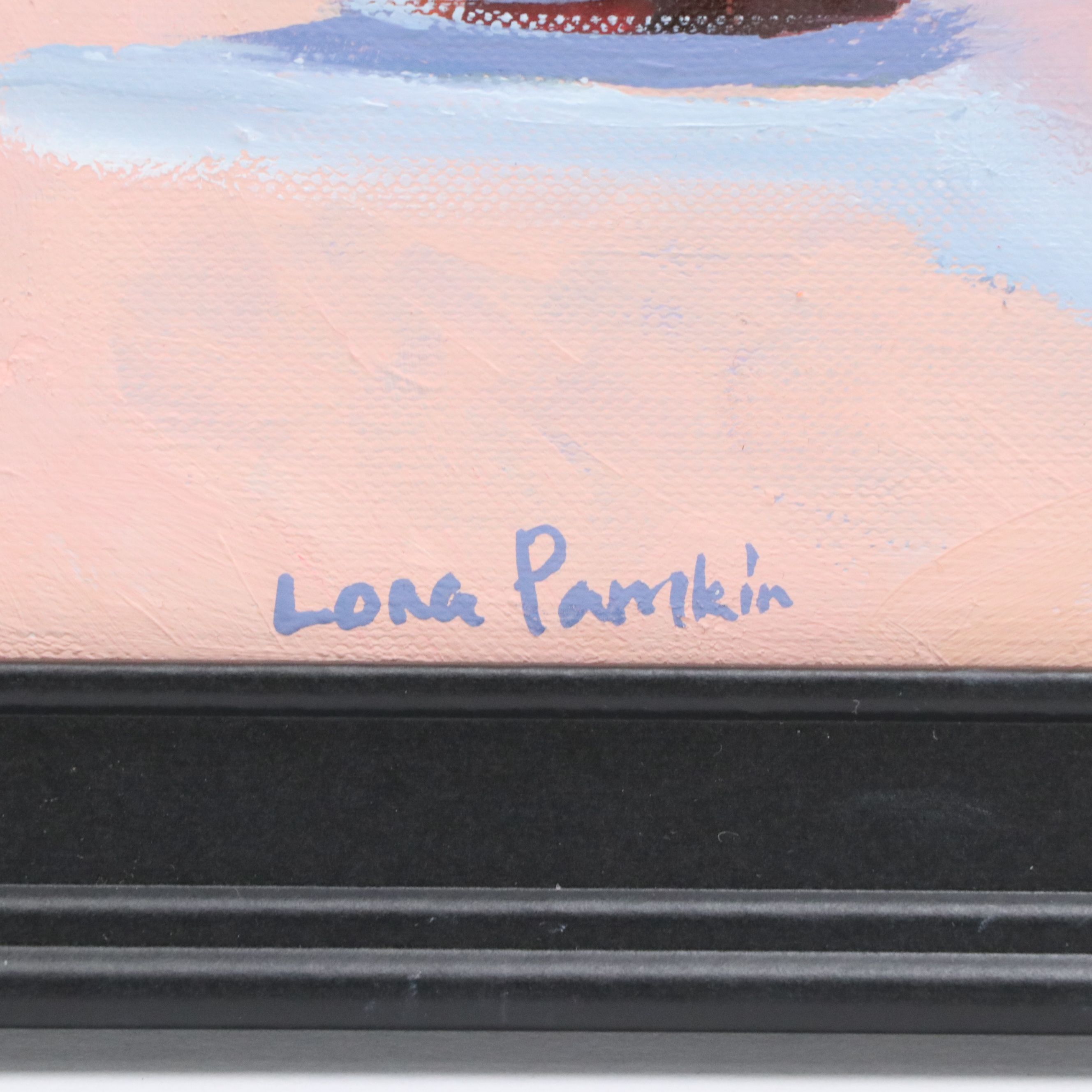 Lora Pamkin Oil Painting of Iced Cake with Cherry, Circa 2026