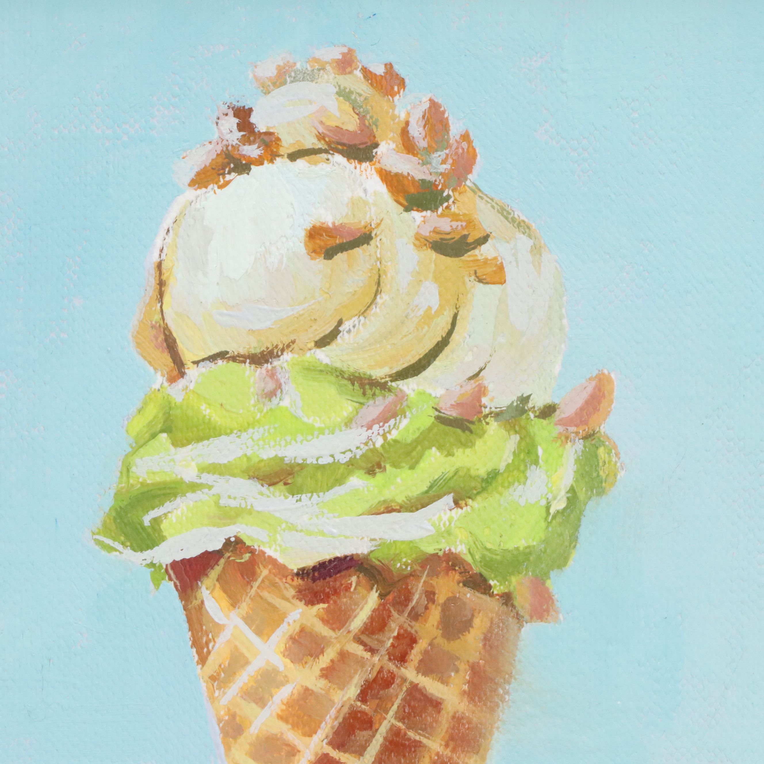 Lora Pampkin Oil Painting of Pistachio Ice Cream, Circa 2026