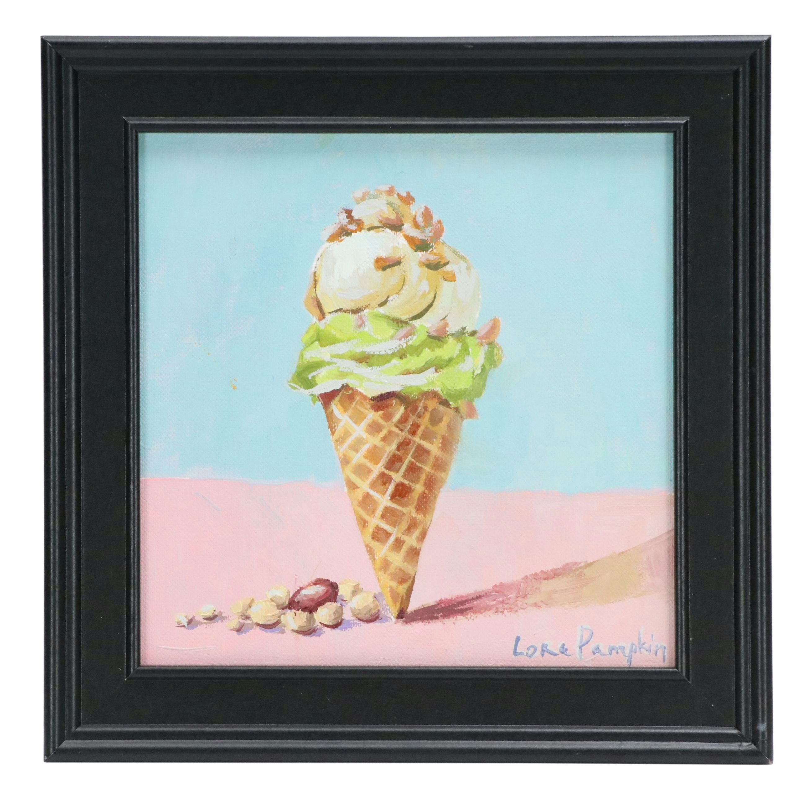 Lora Pampkin Oil Painting of Pistachio Ice Cream, Circa 2026