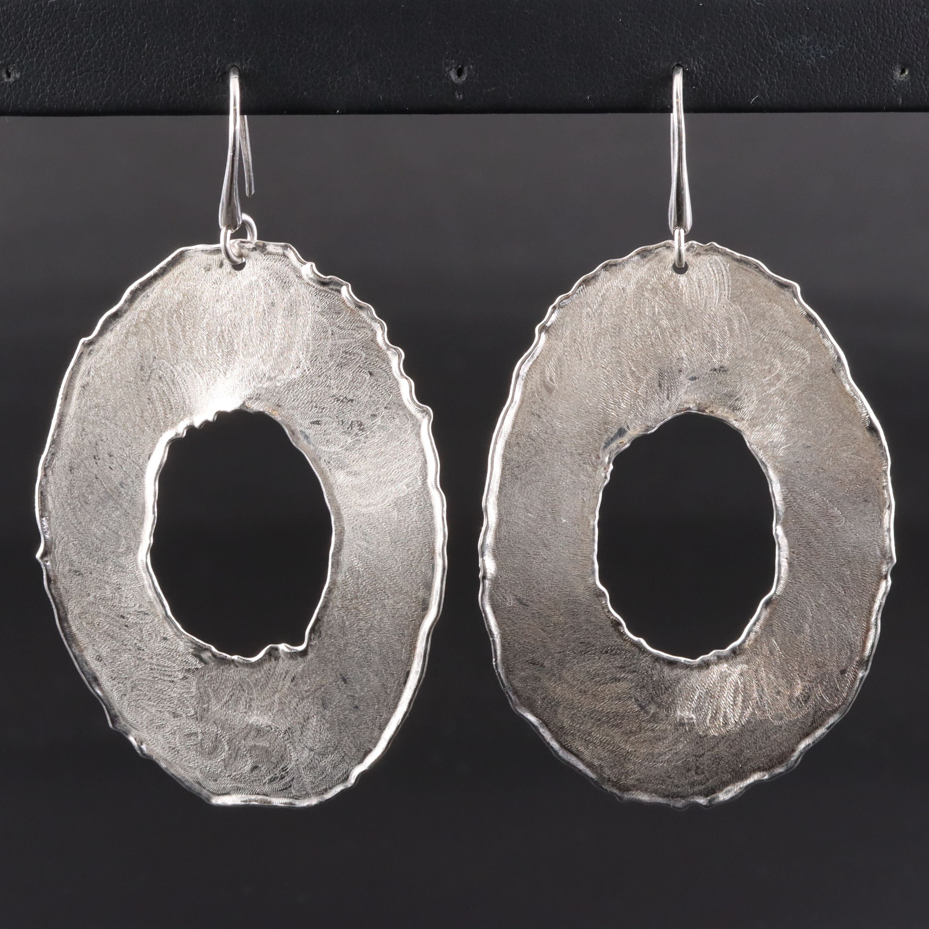 Sterling Elongated Oval Pendant Earrings