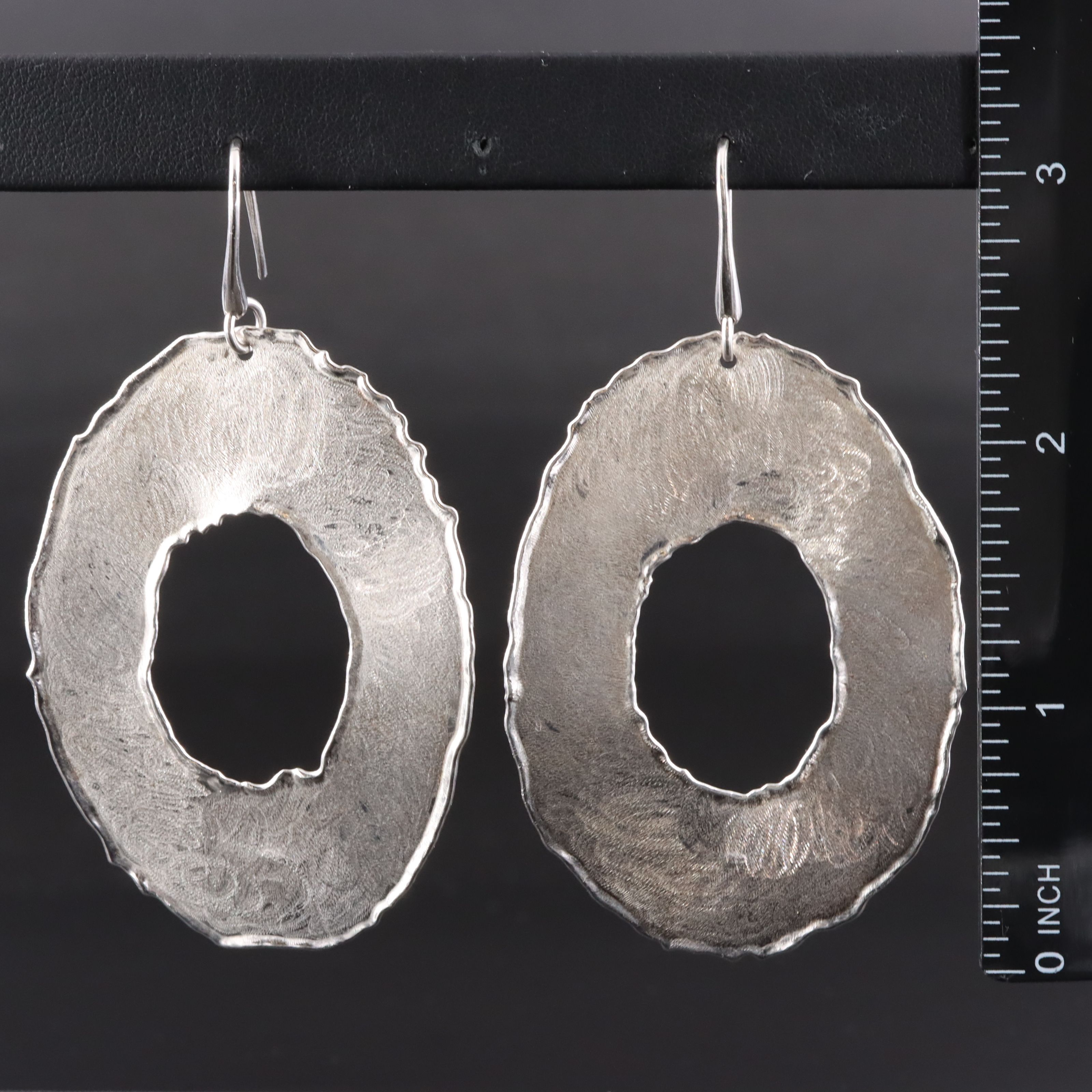 Sterling Elongated Oval Pendant Earrings