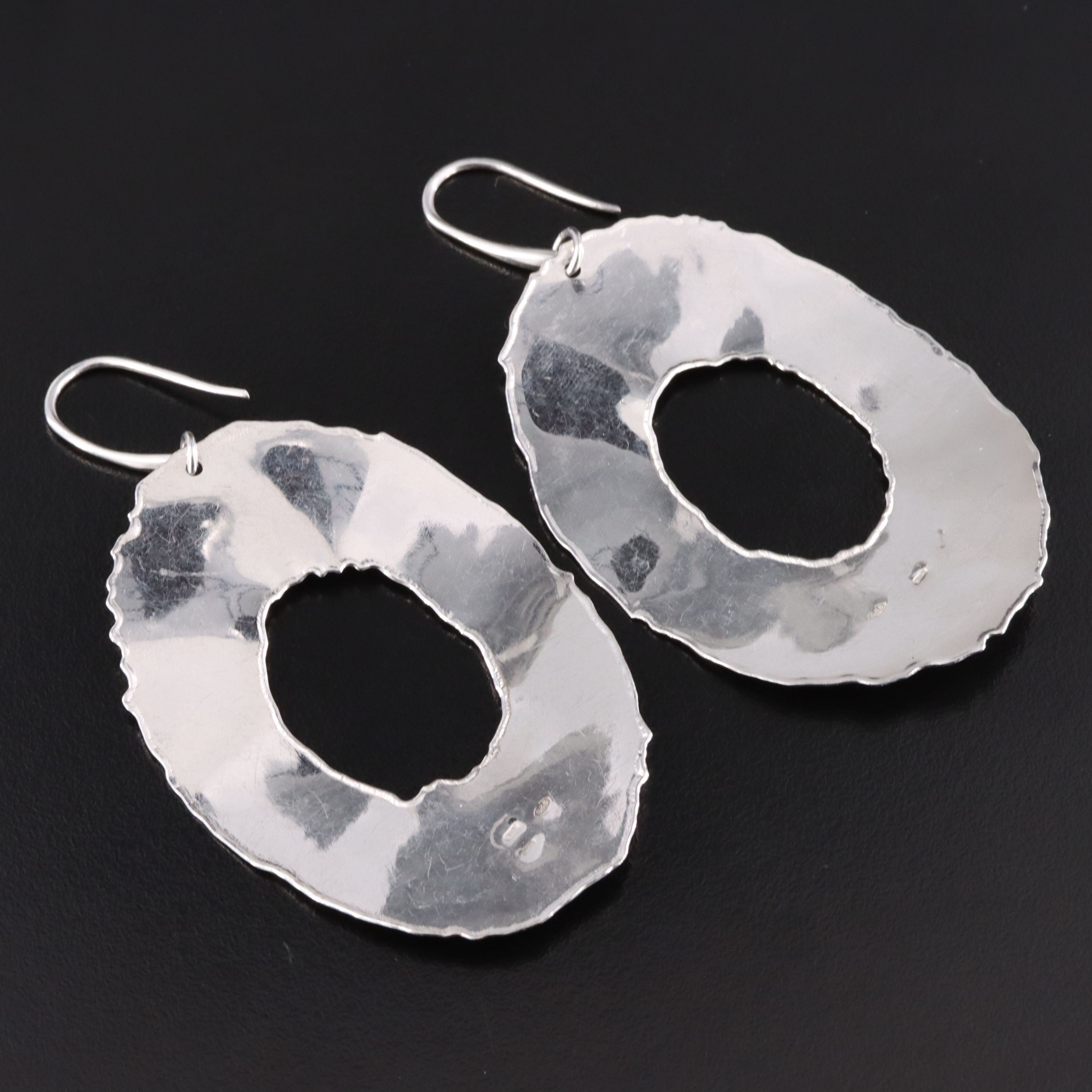 Sterling Elongated Oval Pendant Earrings