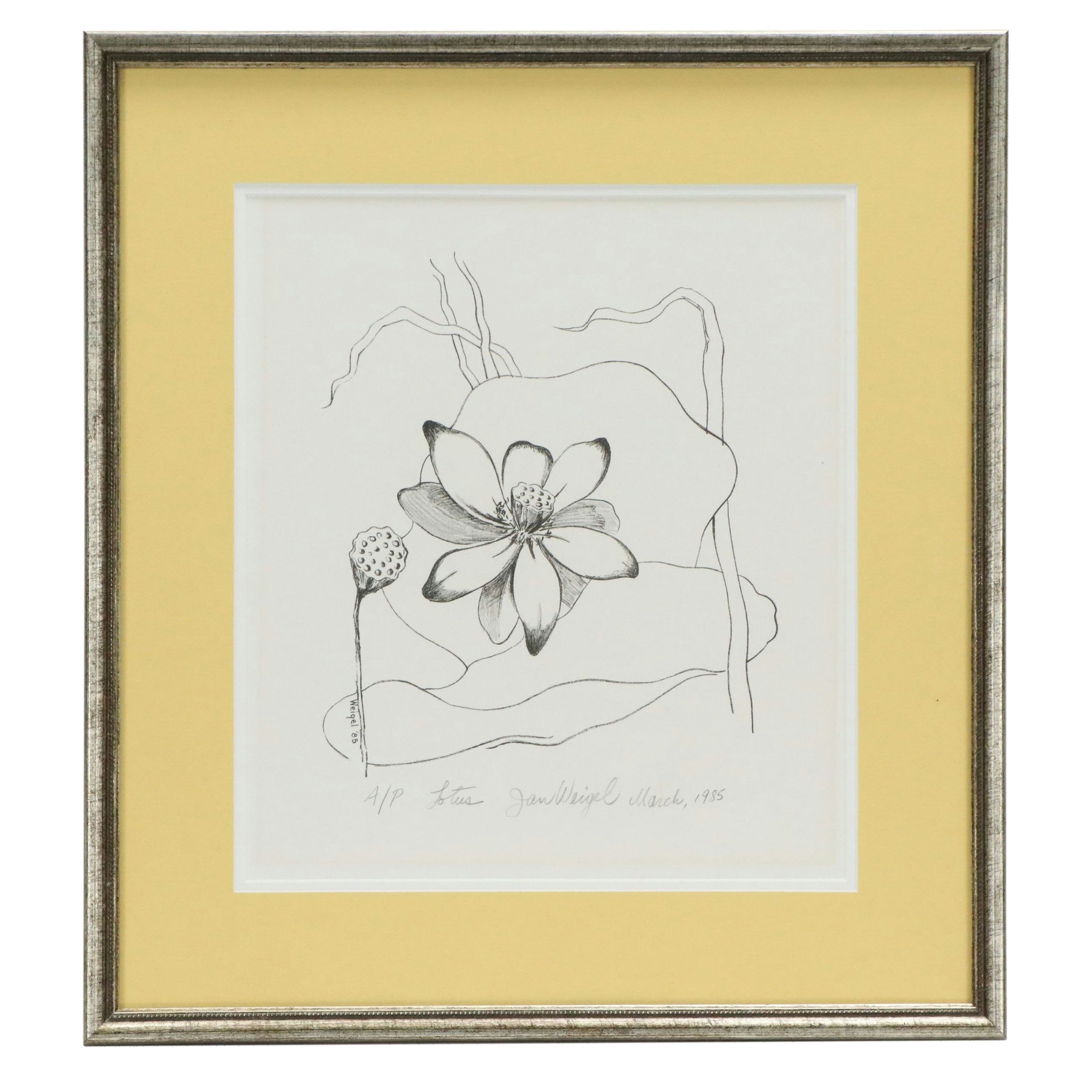 Jan Weigel Lithograph "Lotus," 1985