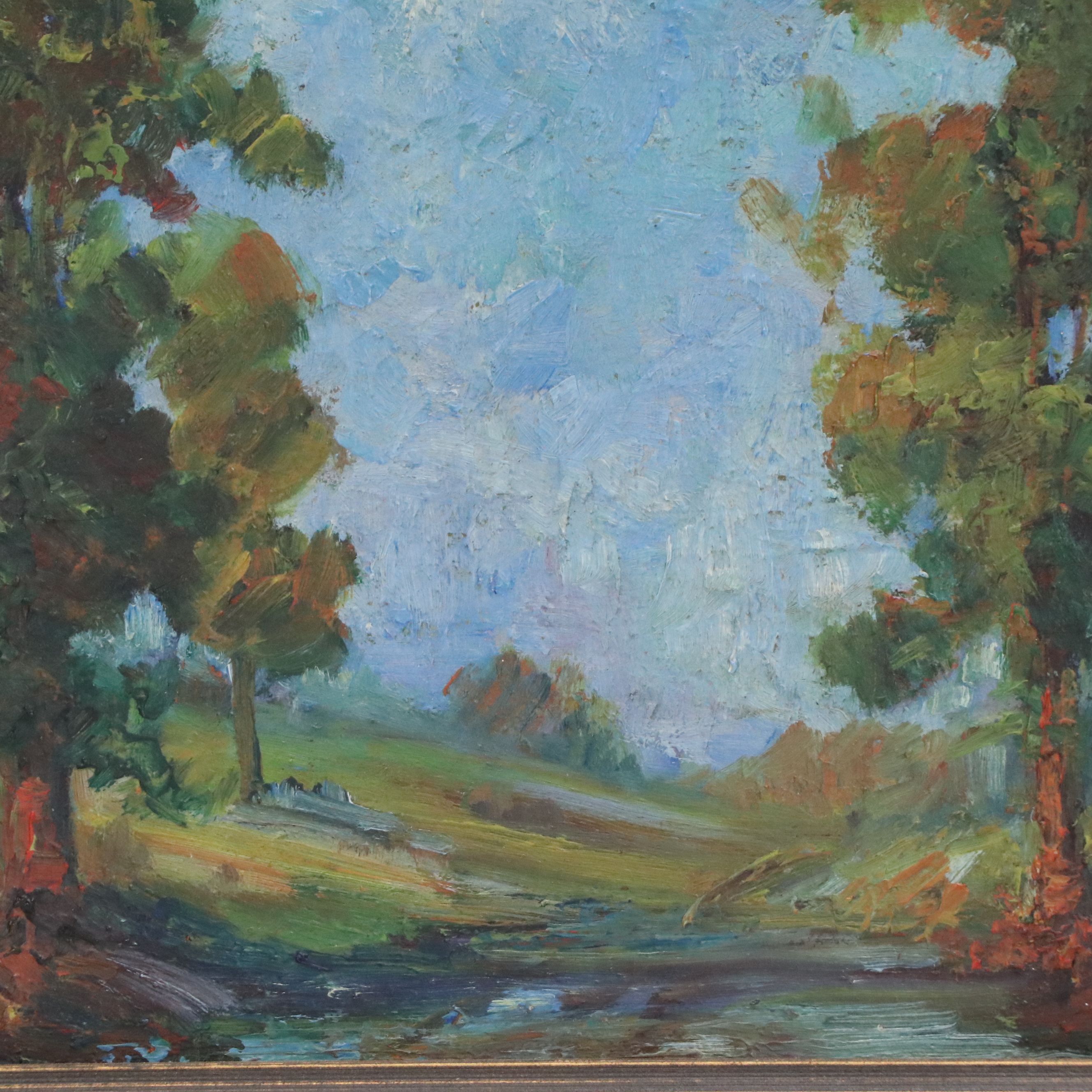 Forest Landscape Oil Painting, Late 20th Century