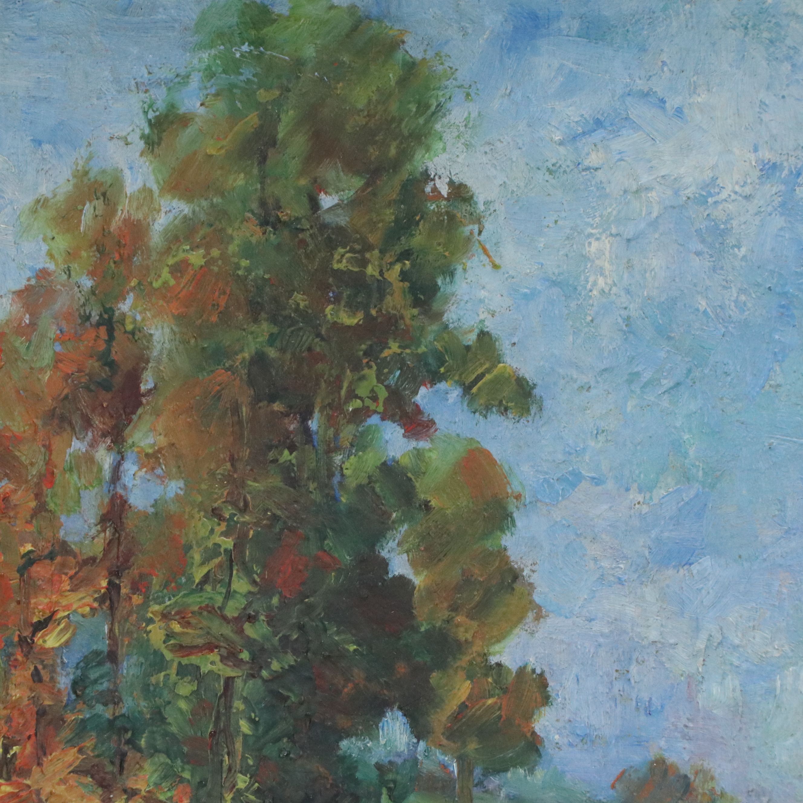 Forest Landscape Oil Painting, Late 20th Century