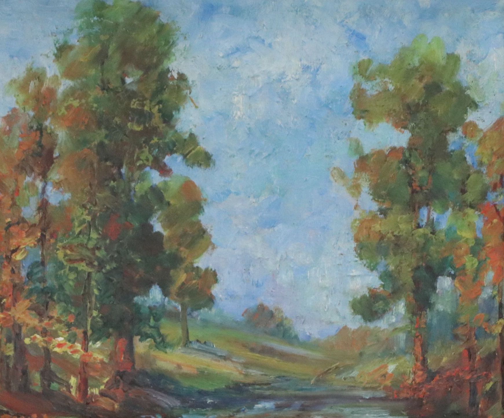 Forest Landscape Oil Painting, Late 20th Century