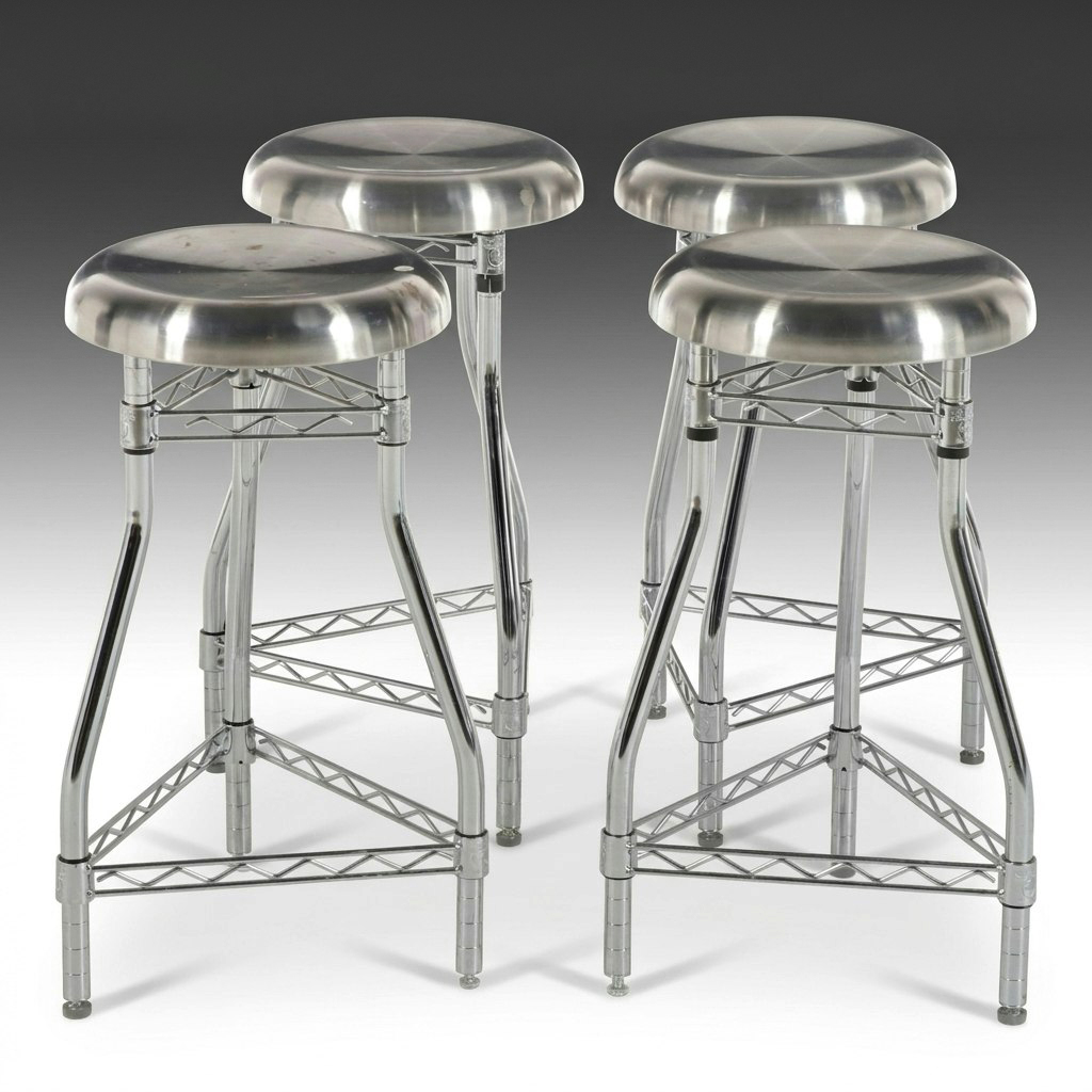 Set of Four Seville Classics UltraDurable Stainless Steel Stools