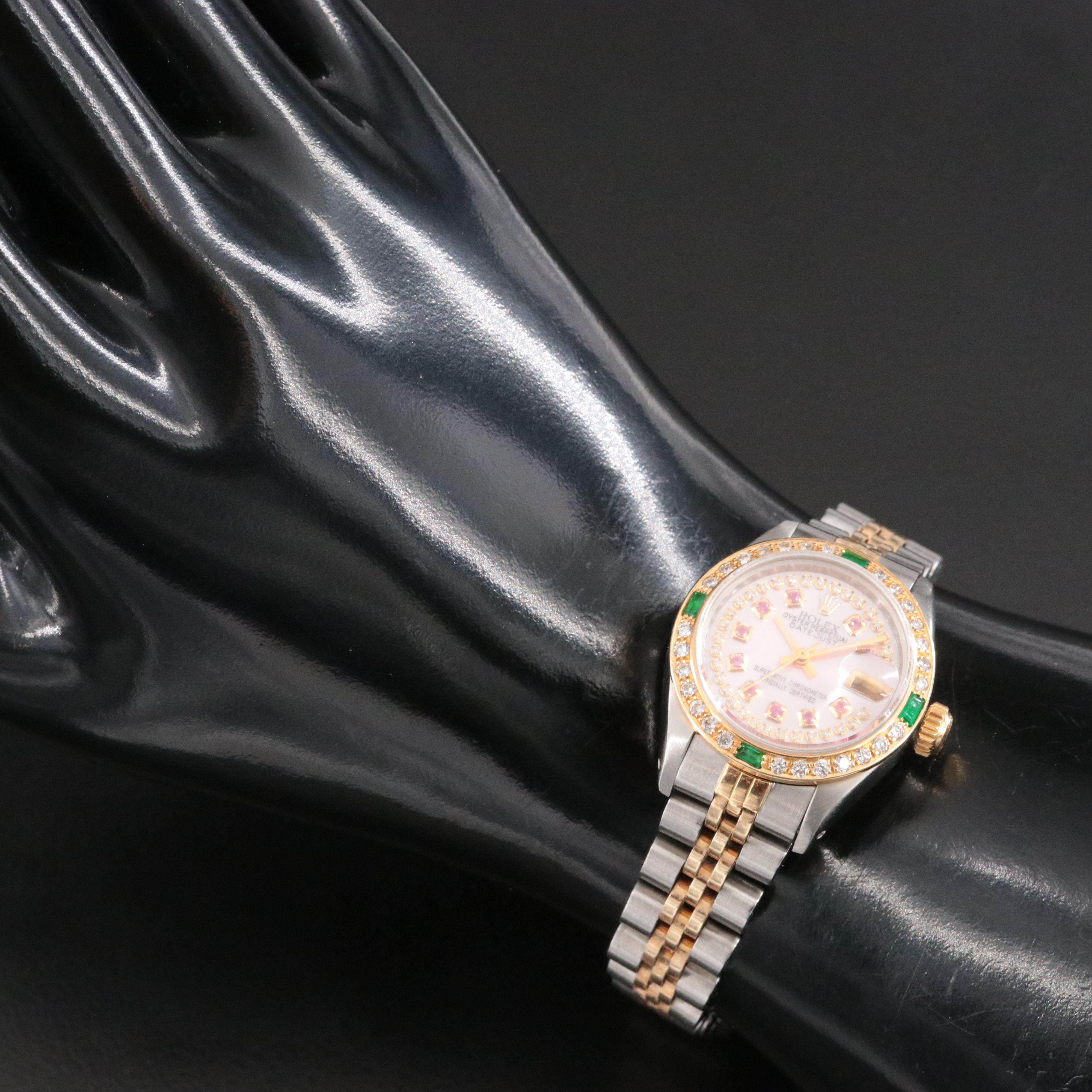1982 Rolex Custom Colored Gemstones & Diamonds Dial, Bezel Datejust Watch