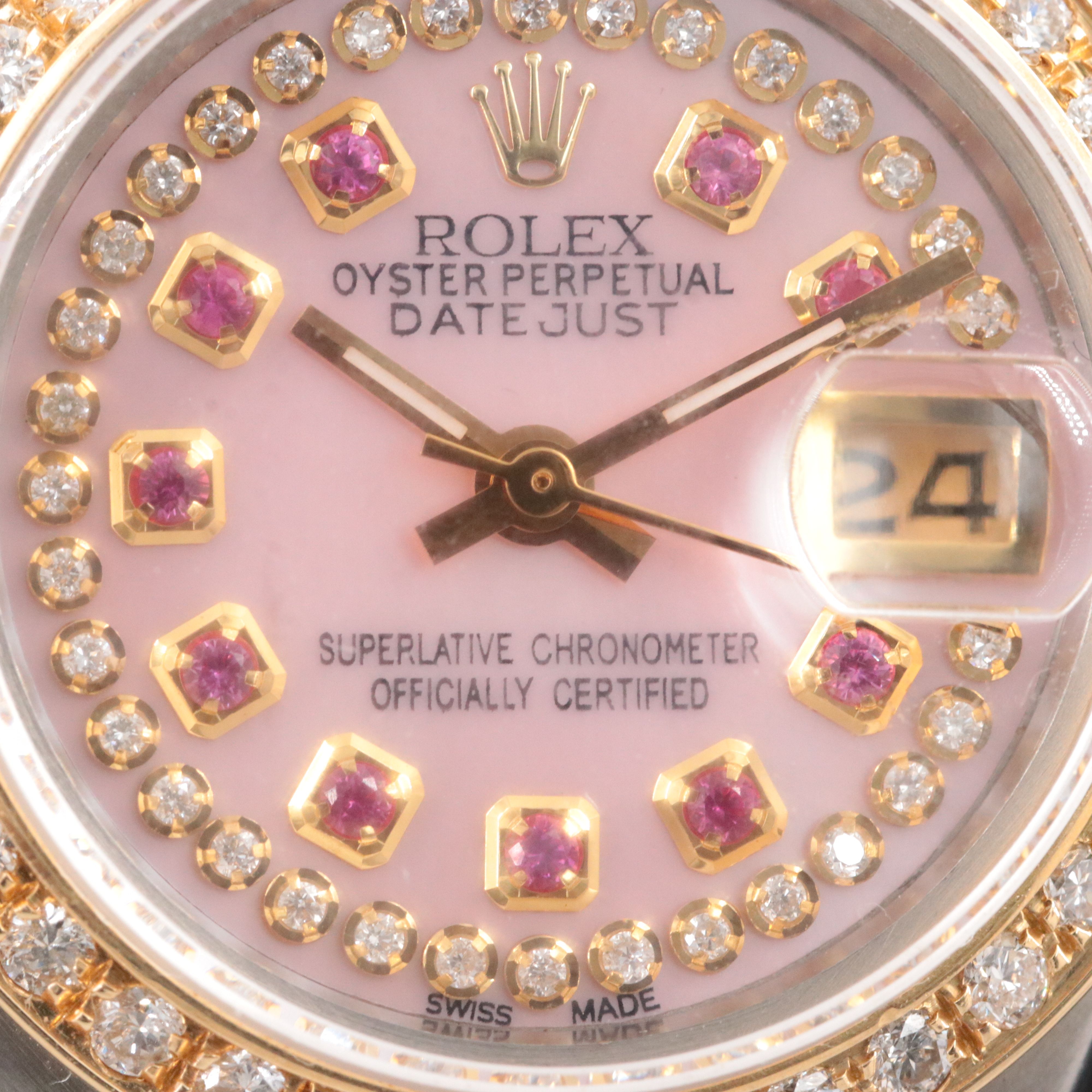 1982 Rolex Custom Colored Gemstones & Diamonds Dial, Bezel Datejust Watch