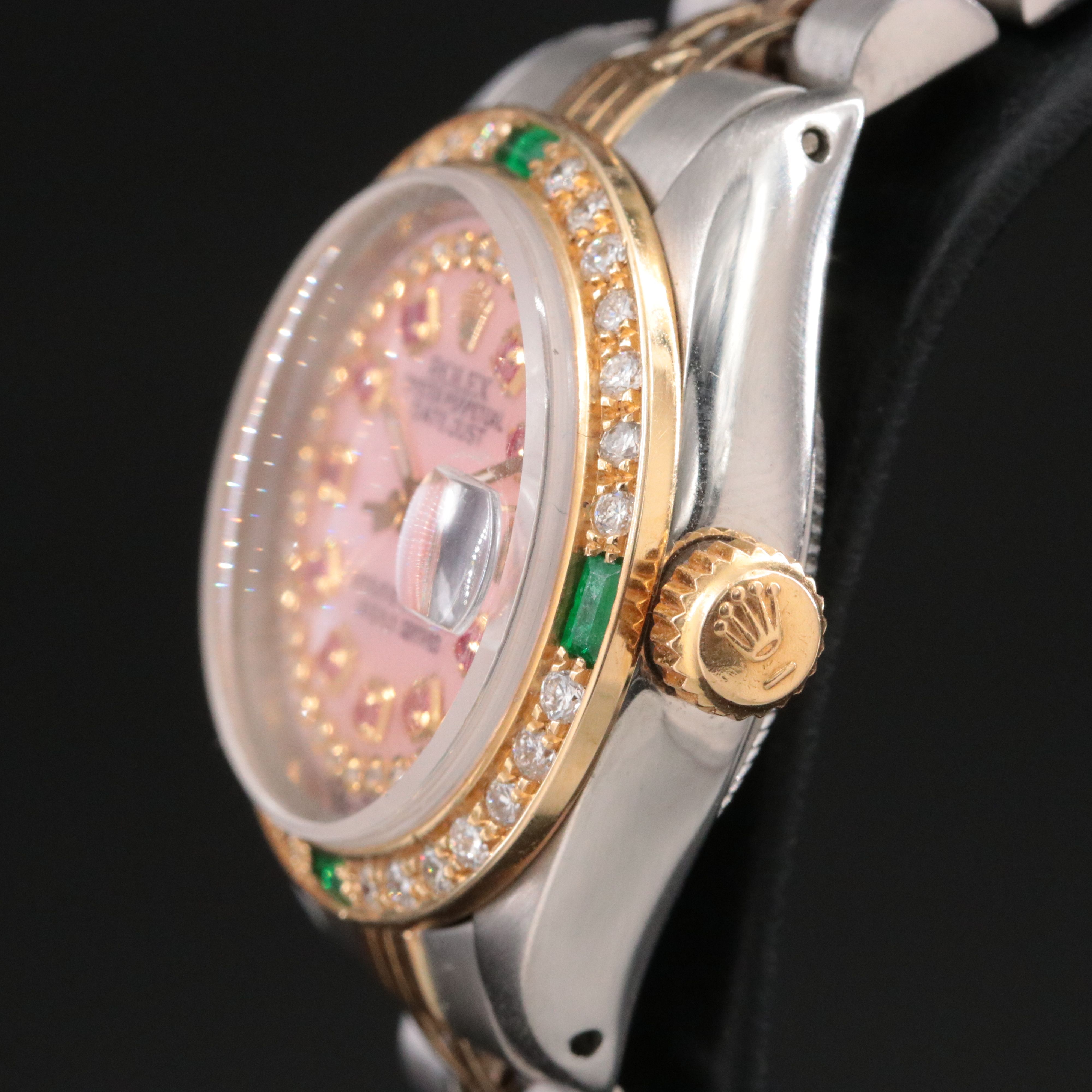 1982 Rolex Custom Colored Gemstones & Diamonds Dial, Bezel Datejust Watch