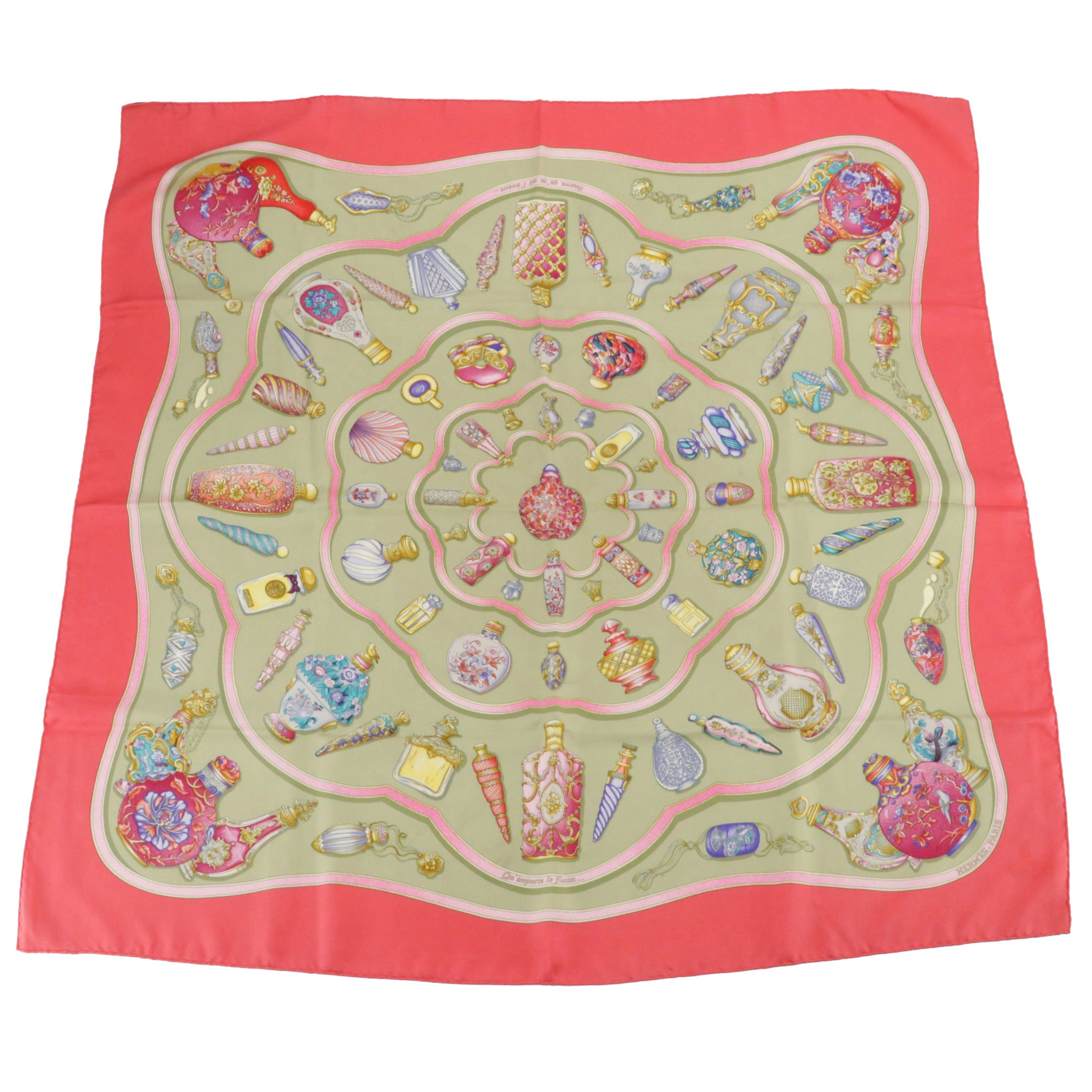 Hermès "Qu'importe le flacon Pourvu qu'on ait l'ivresse" Scarf 90 in Silk Twill
