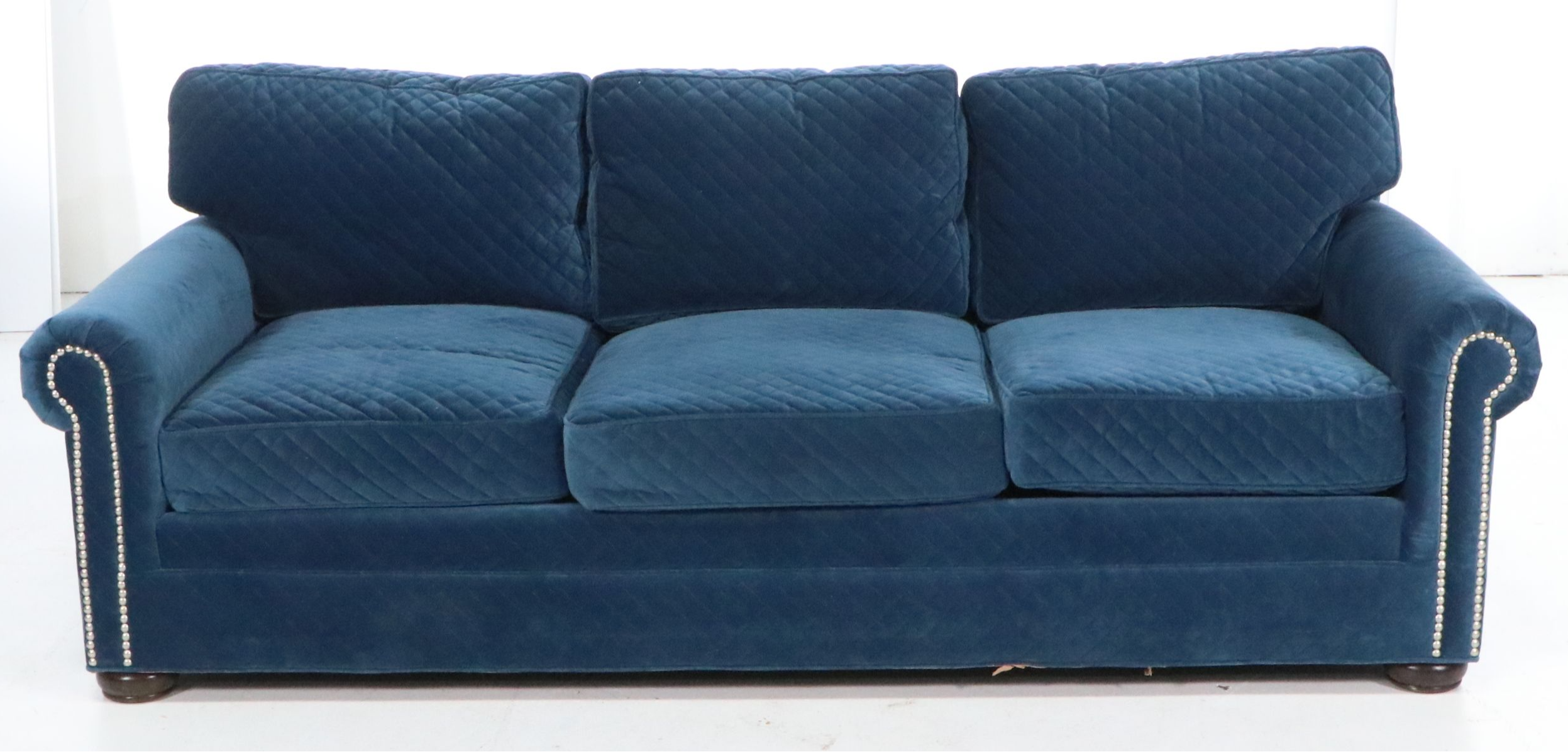 Huntington House Quilted Velvet Sofa and Oversized Ottoman, 21st Century