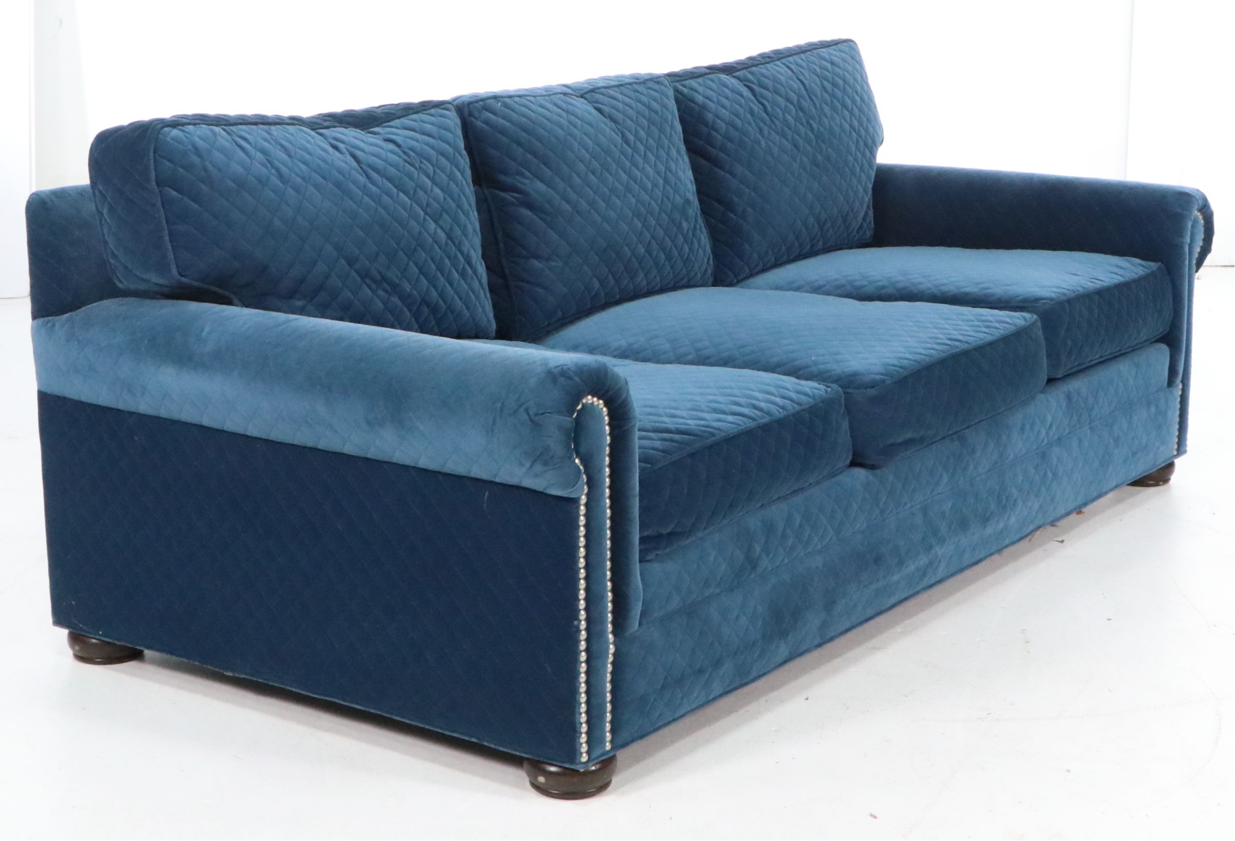 Huntington House Quilted Velvet Sofa and Oversized Ottoman, 21st Century