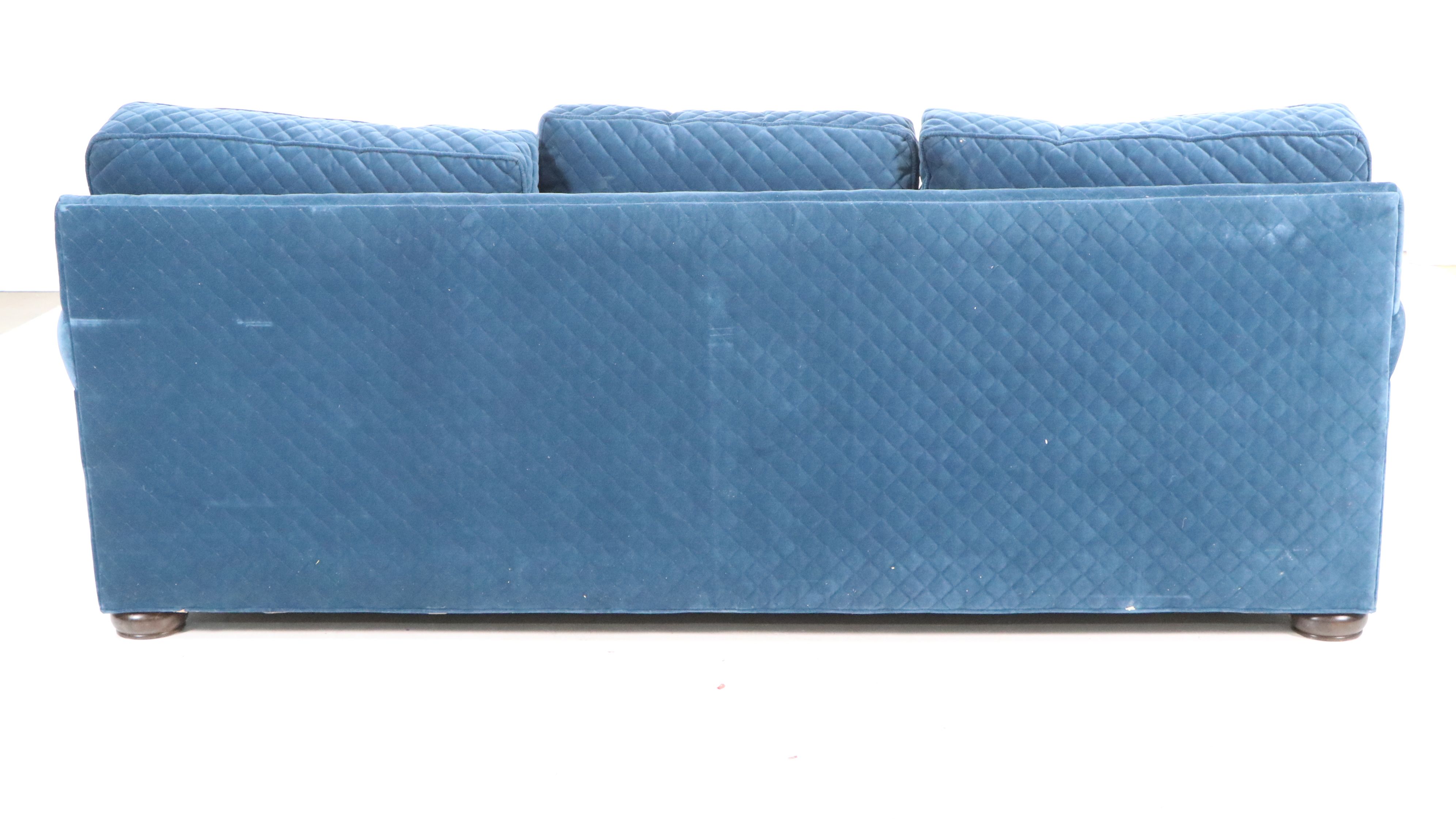 Huntington House Quilted Velvet Sofa and Oversized Ottoman, 21st Century