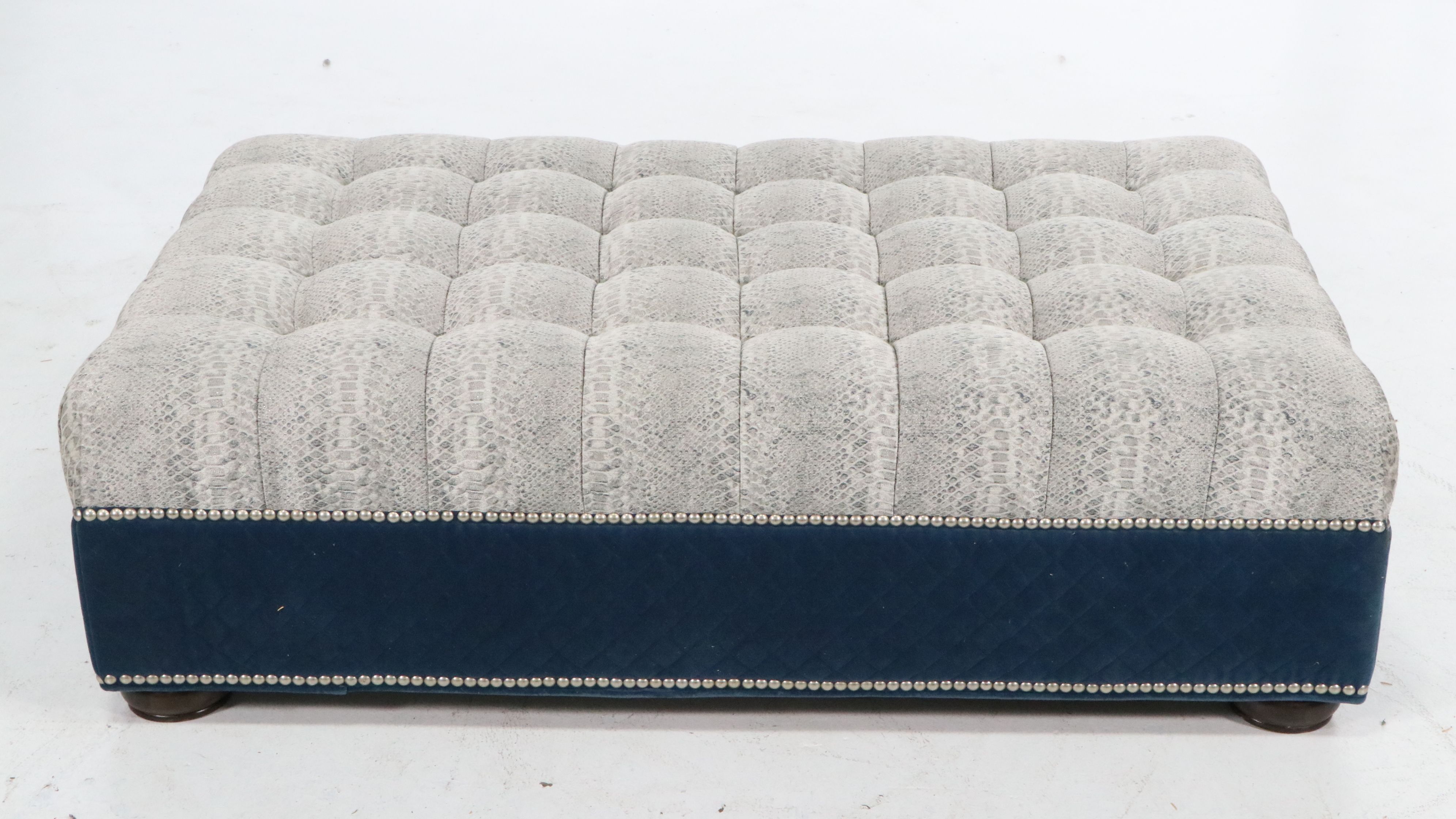 Huntington House Quilted Velvet Sofa and Oversized Ottoman, 21st Century