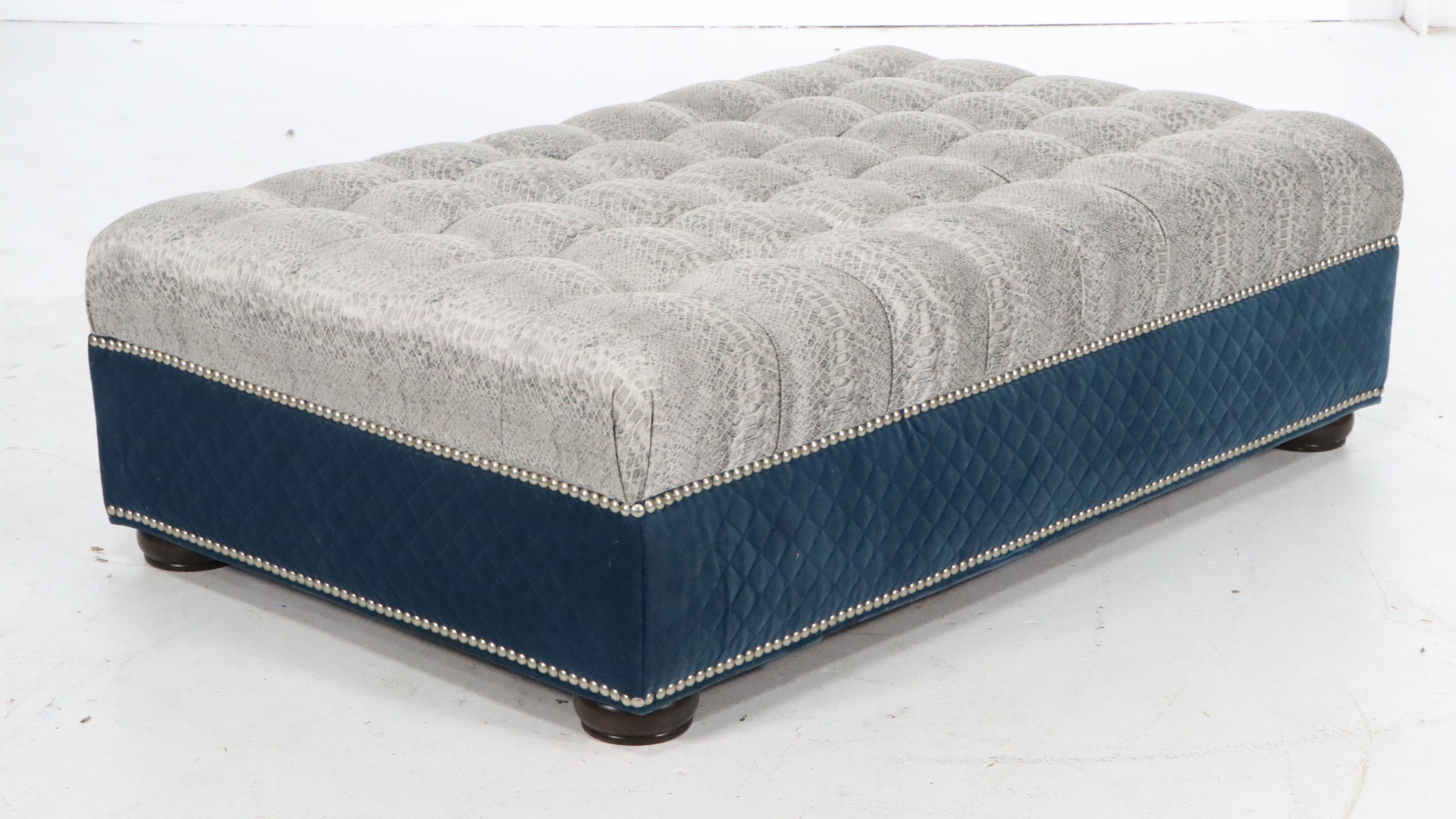 Huntington House Quilted Velvet Sofa and Oversized Ottoman, 21st Century
