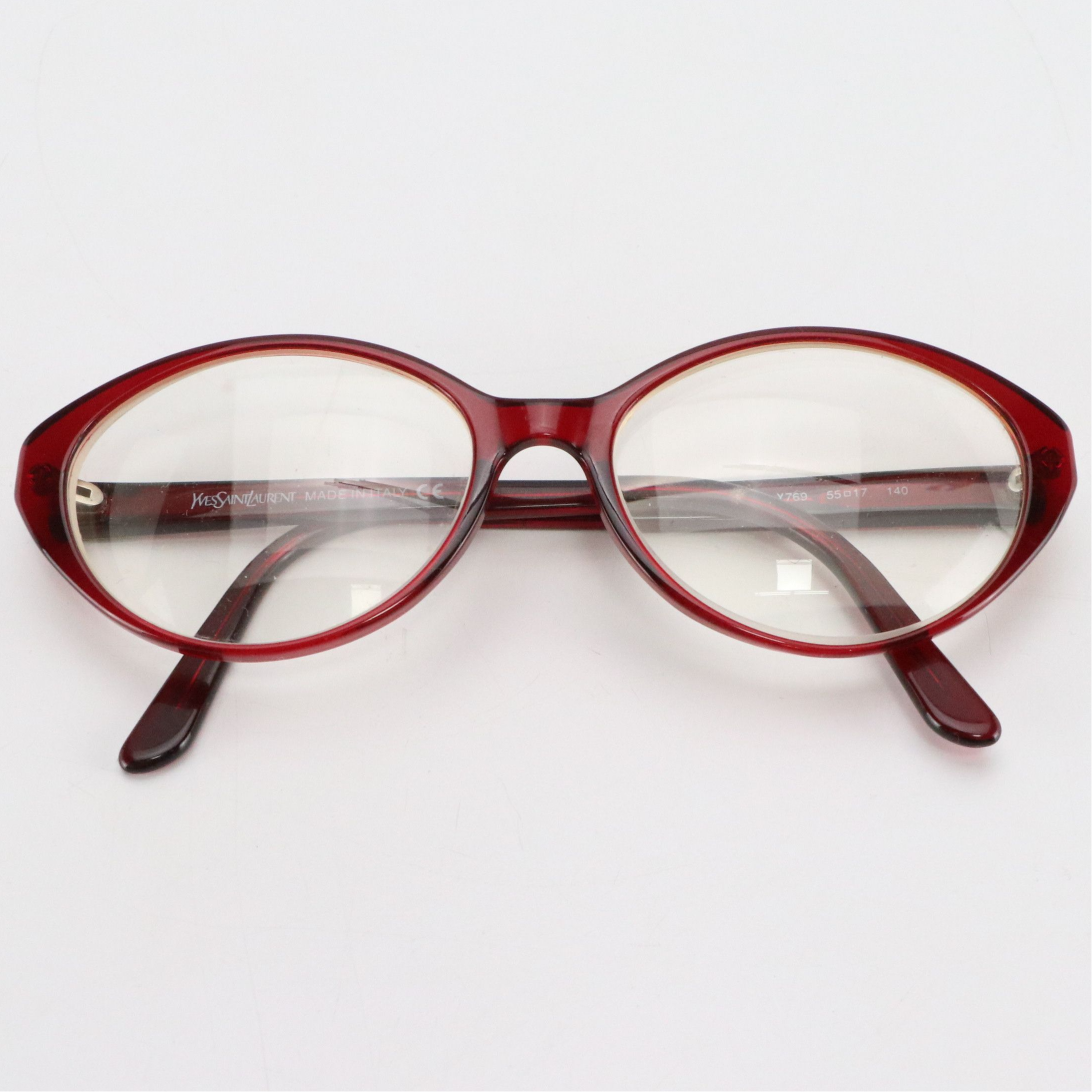 Yves Saint Laurent 5087 Y769 Deep Red Round Cat Eye Prescription Glasses