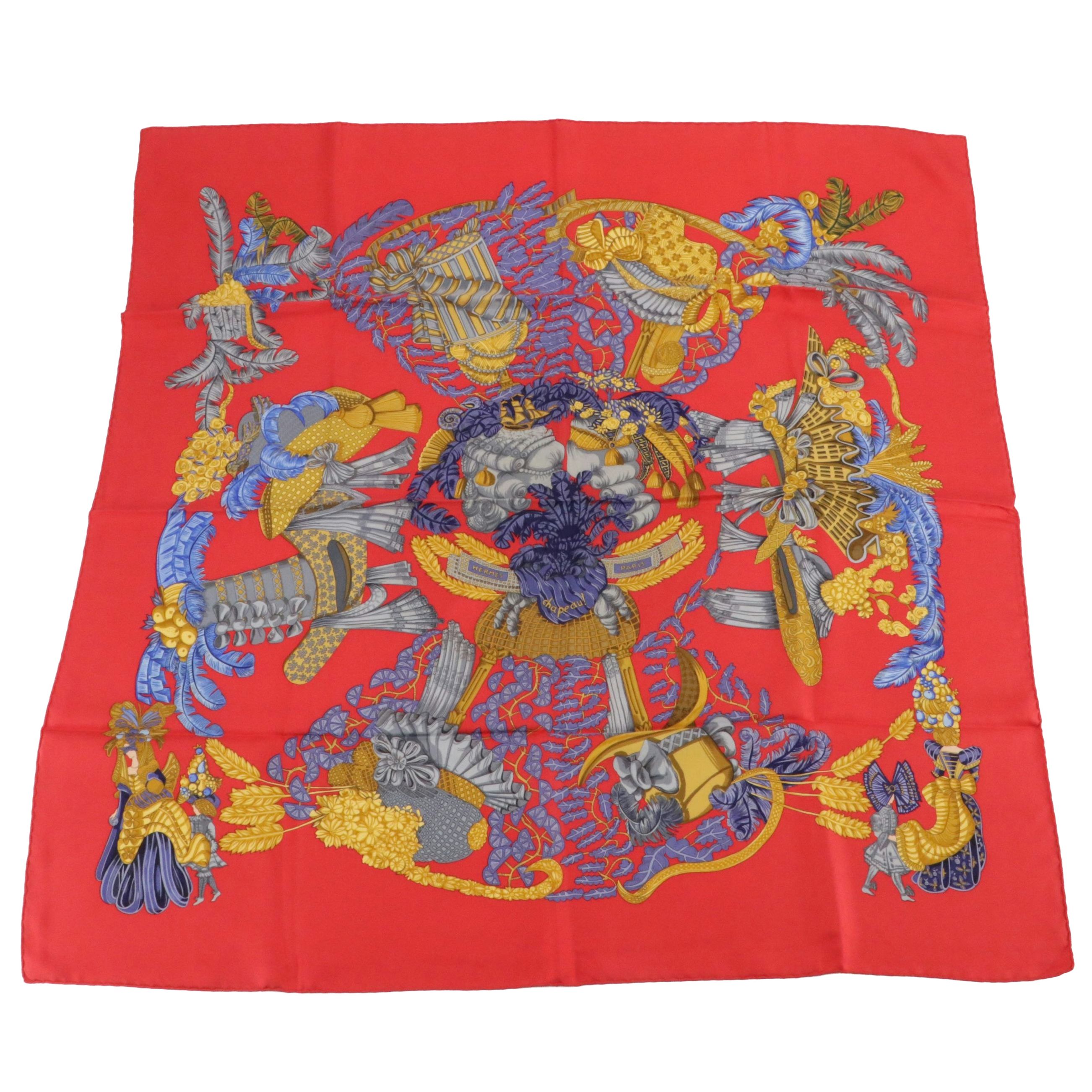 Hermès "Chapeau!" Scarf 90 in Silk Twill with Box