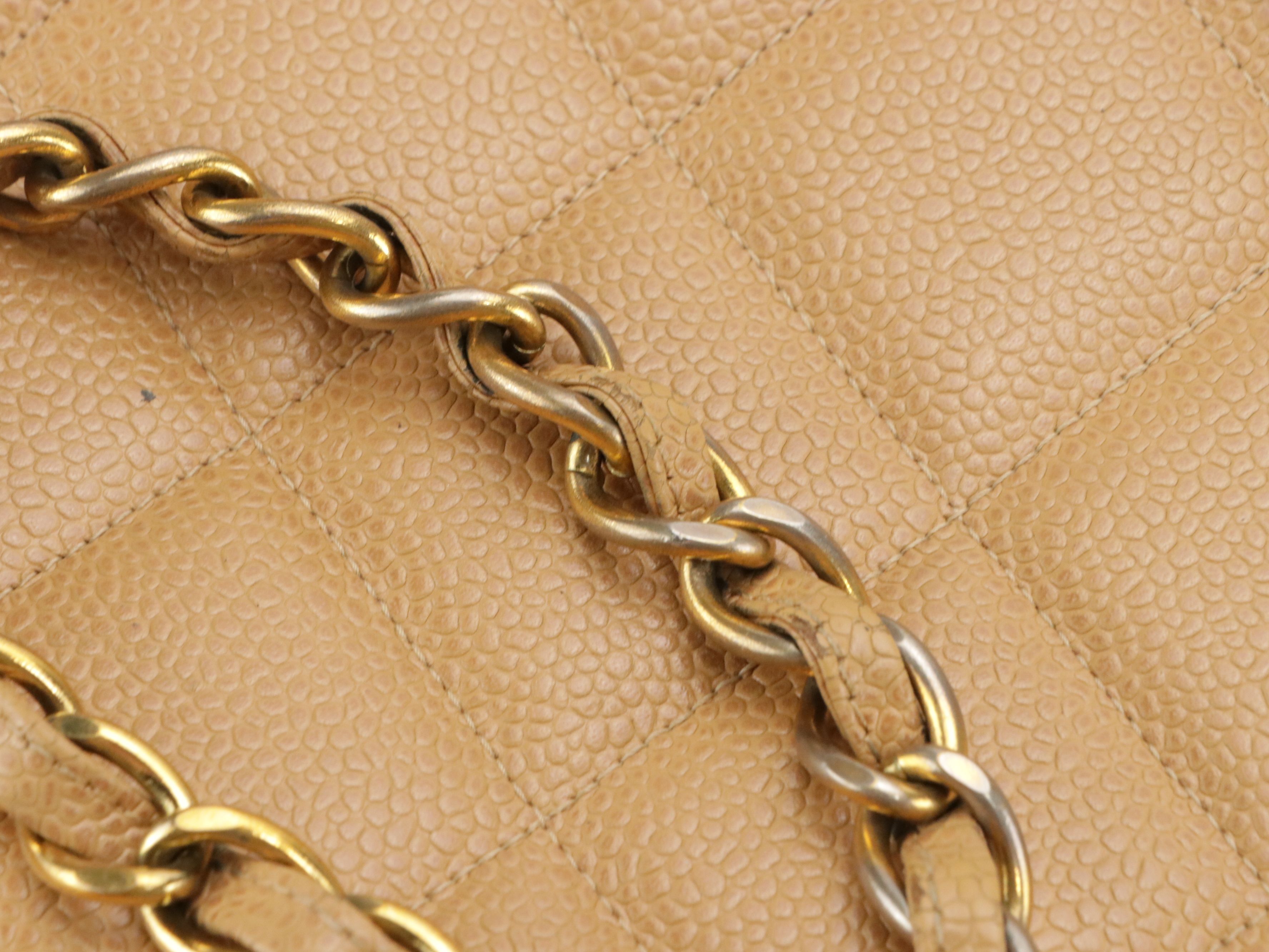 Chanel CC Turnlock Front Pocket Tote Bag in Tan Quilted Caviar Leather