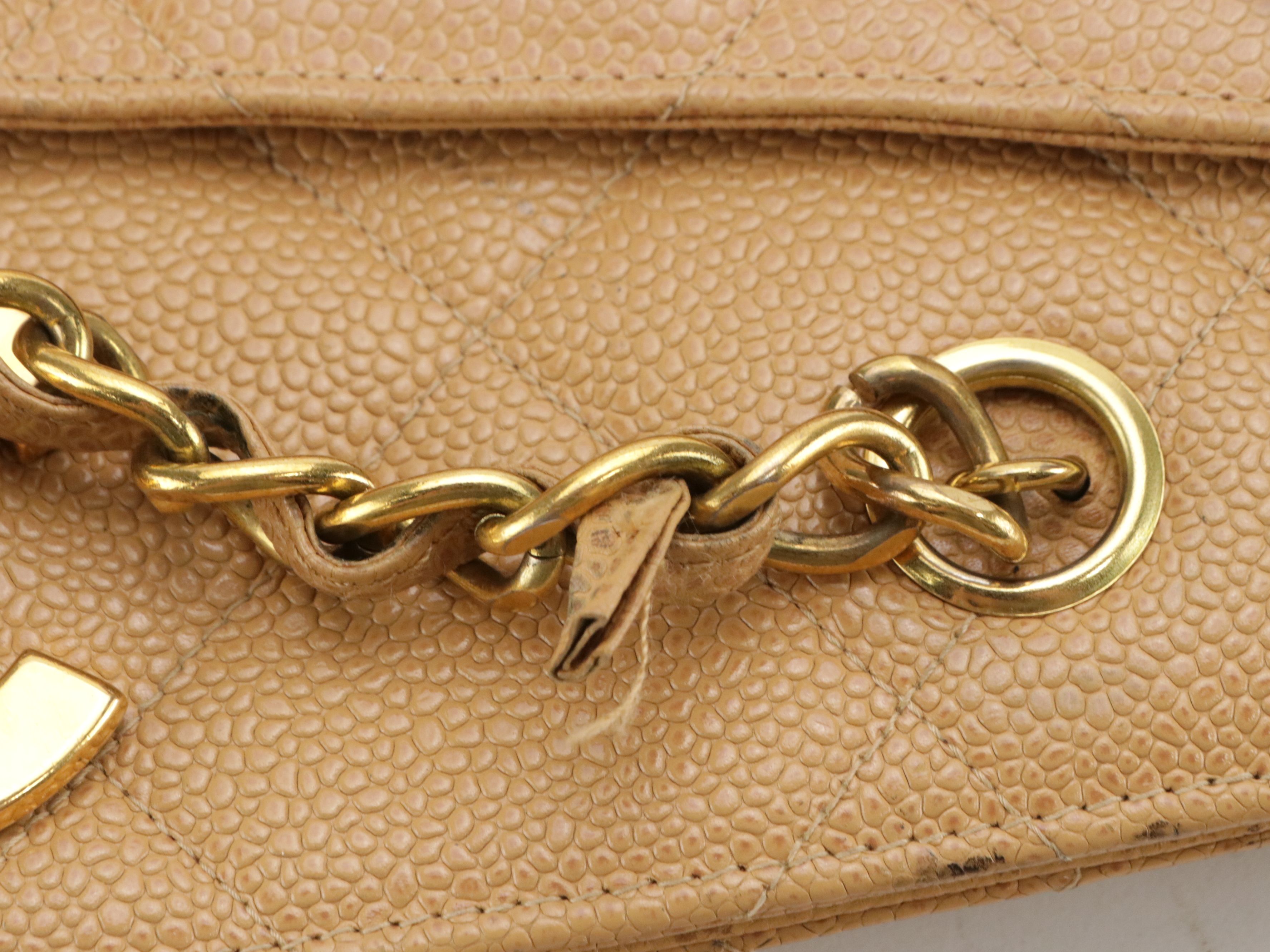 Chanel CC Turnlock Front Pocket Tote Bag in Tan Quilted Caviar Leather