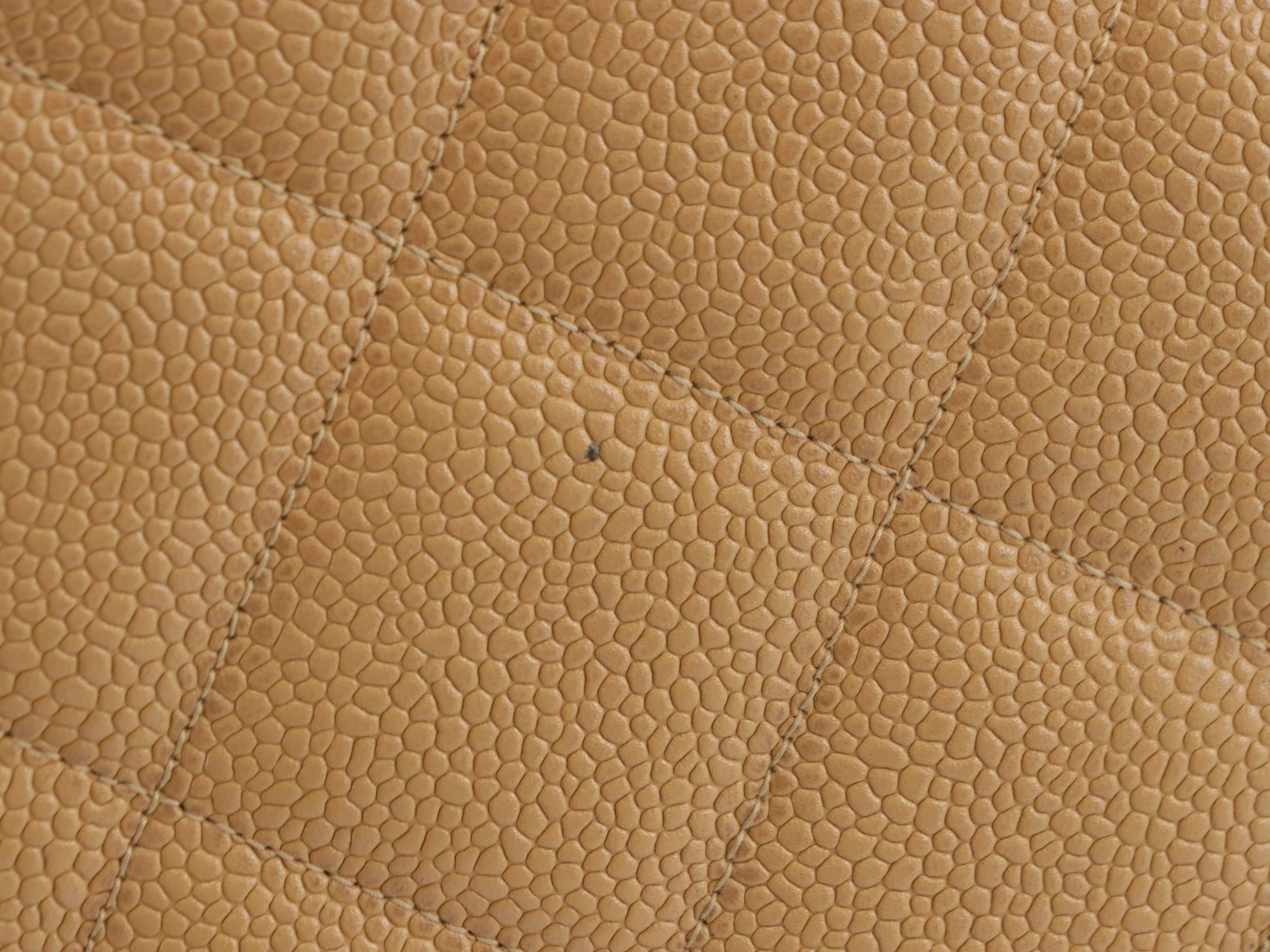 Chanel CC Turnlock Front Pocket Tote Bag in Tan Quilted Caviar Leather