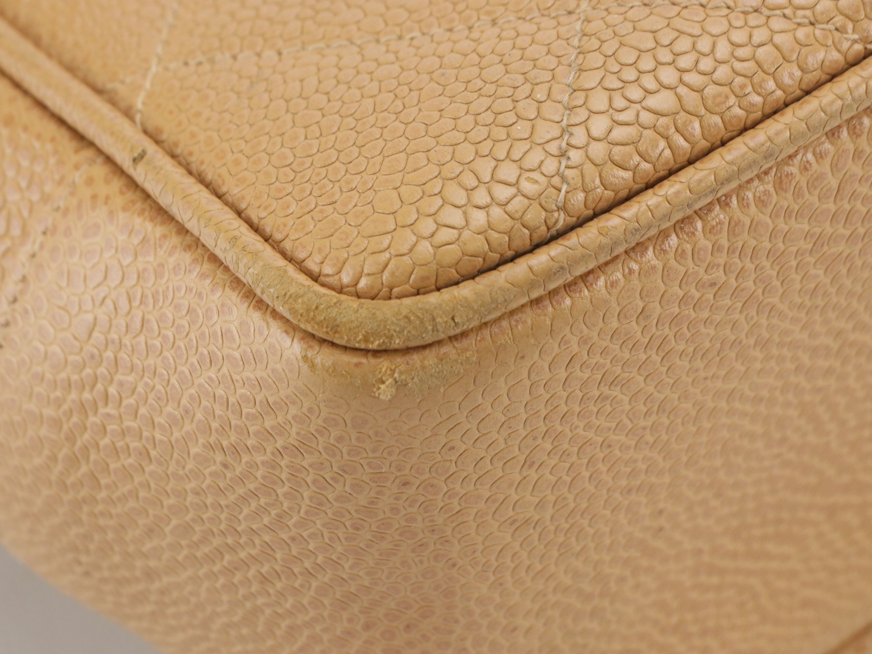 Chanel CC Turnlock Front Pocket Tote Bag in Tan Quilted Caviar Leather