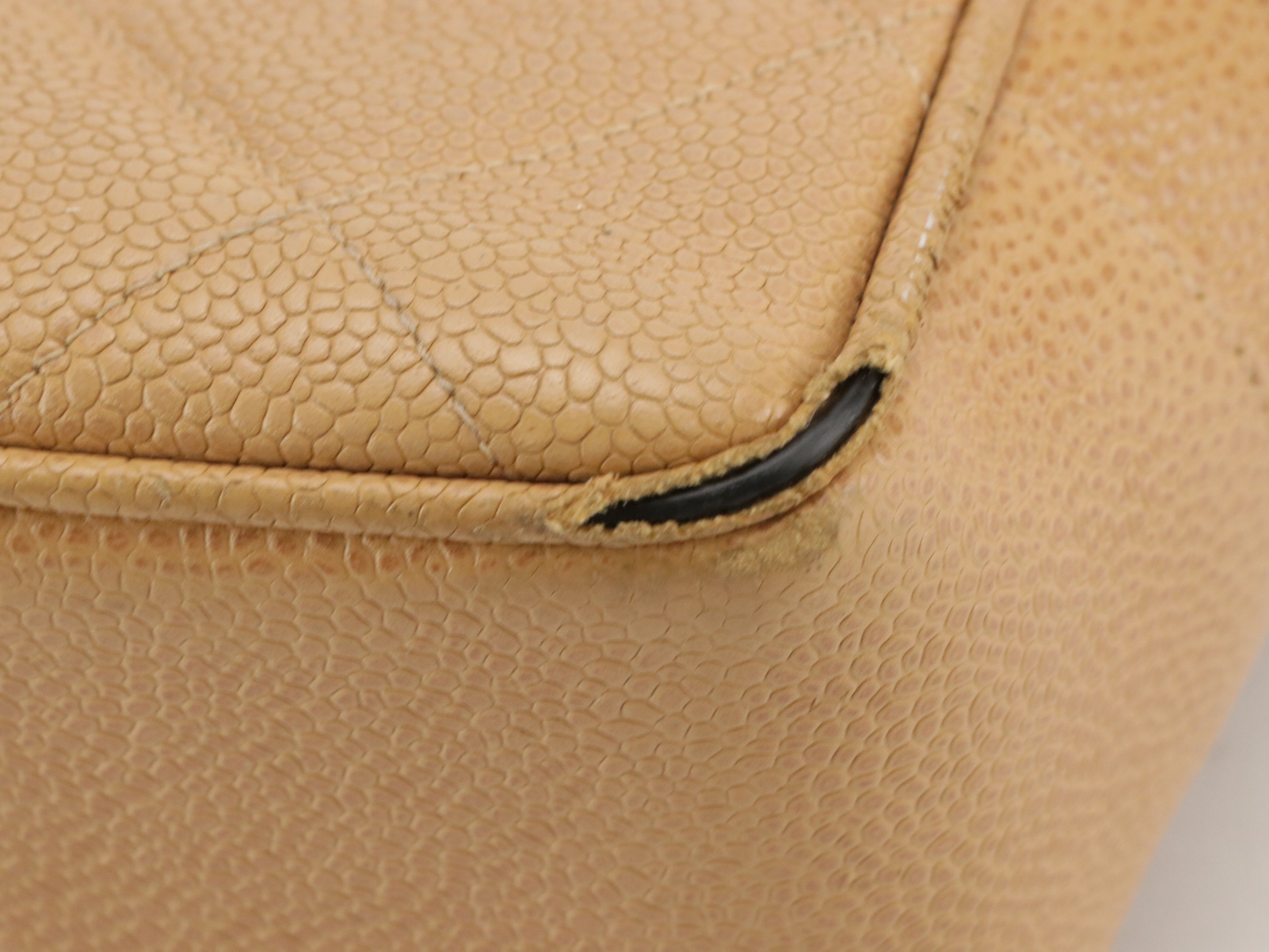 Chanel CC Turnlock Front Pocket Tote Bag in Tan Quilted Caviar Leather