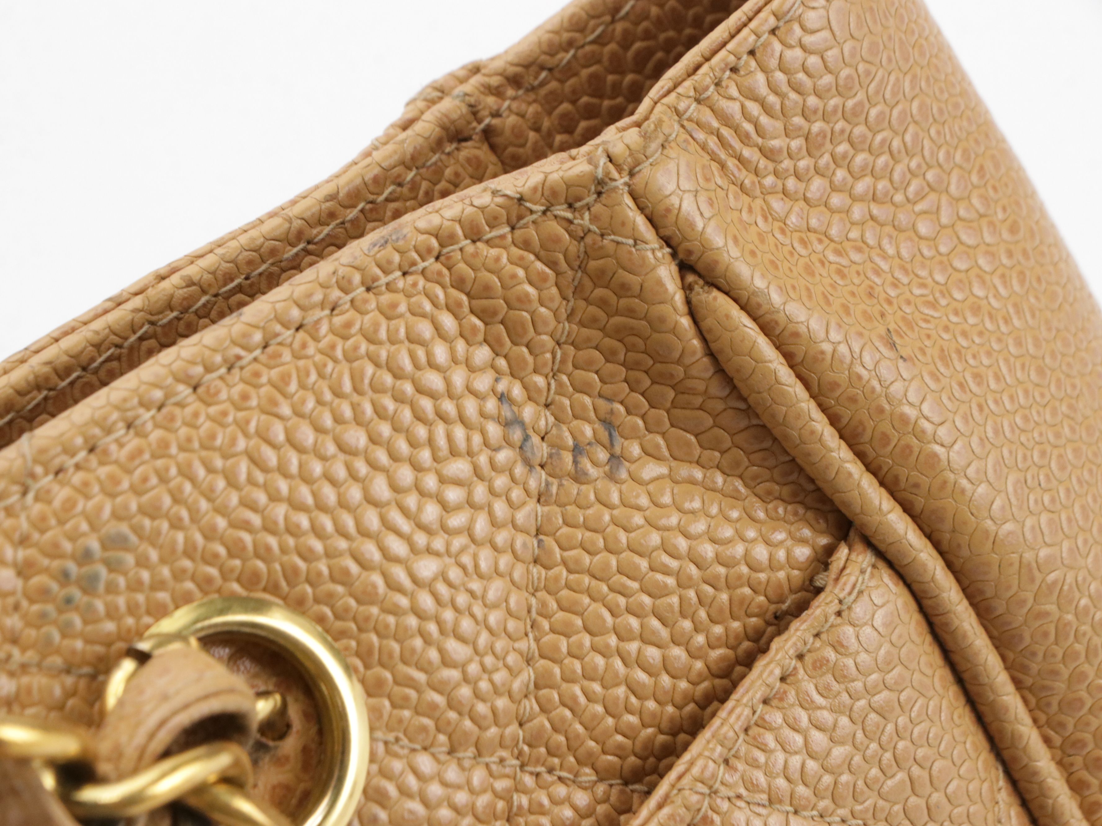 Chanel CC Turnlock Front Pocket Tote Bag in Tan Quilted Caviar Leather