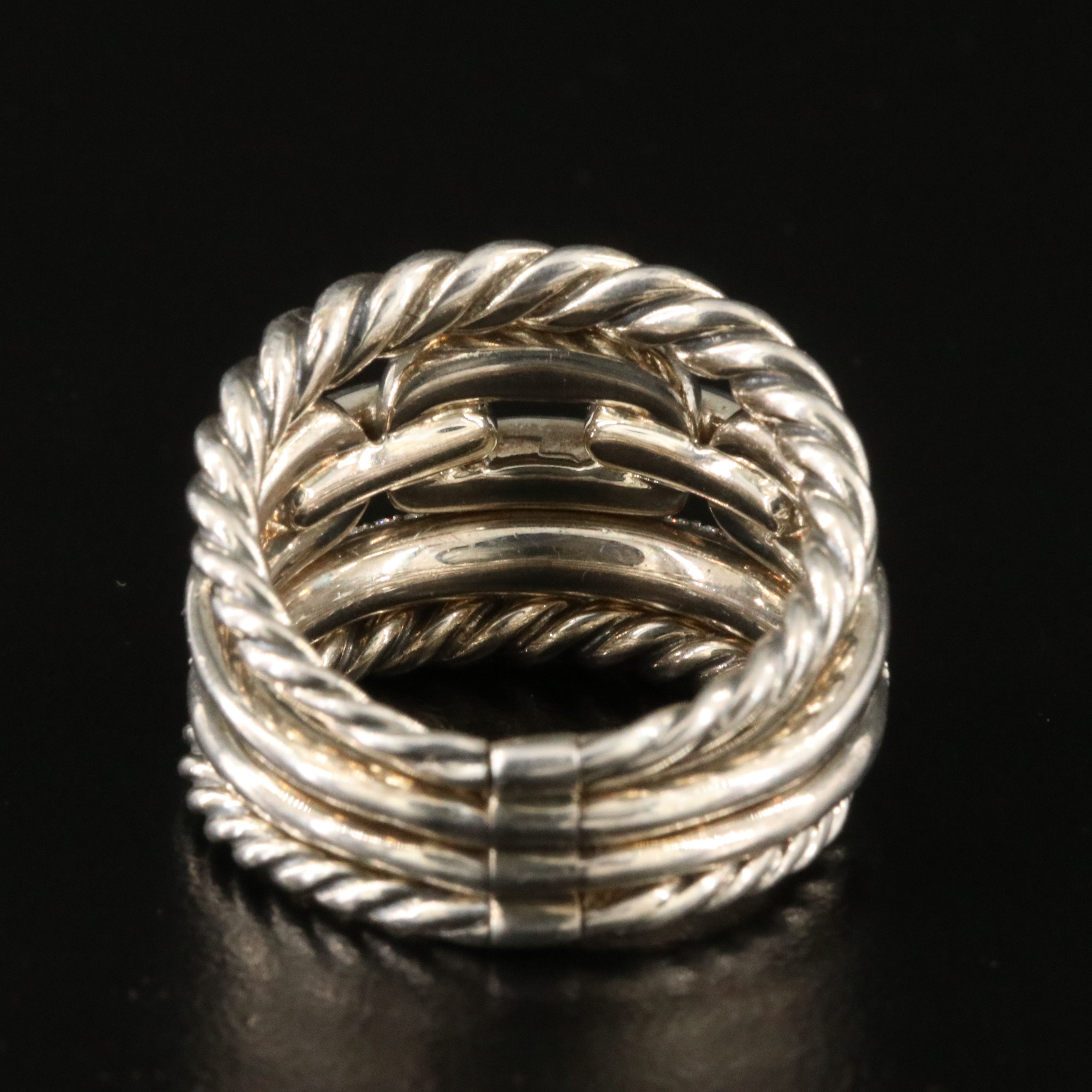 David Yurman Wellesley Sterling 0.28 CTW Diamond Four Row Ring