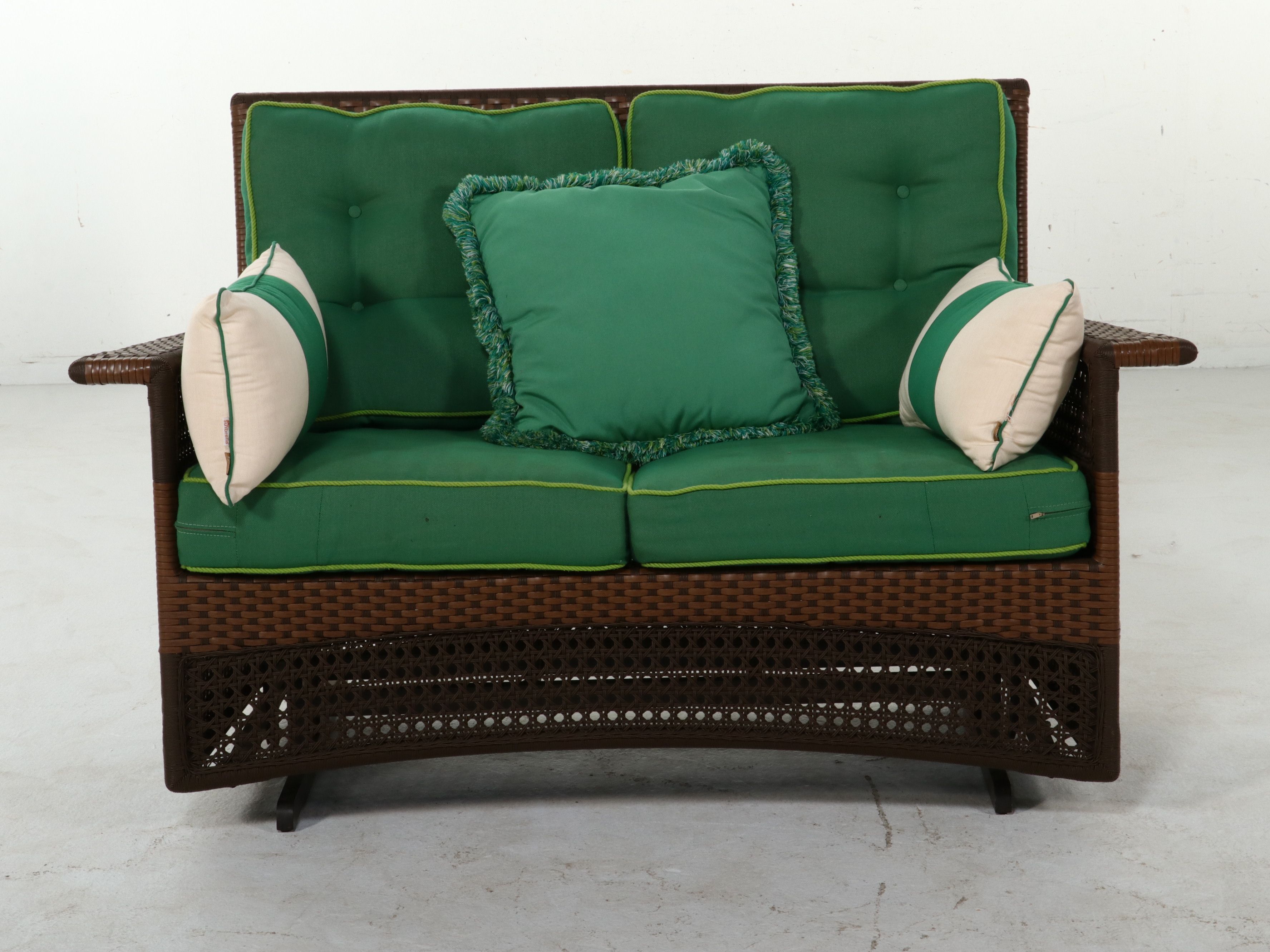 Lloyd Flanders Lloyd Loom All-Weather PE Patio Gliders and Coffee Table